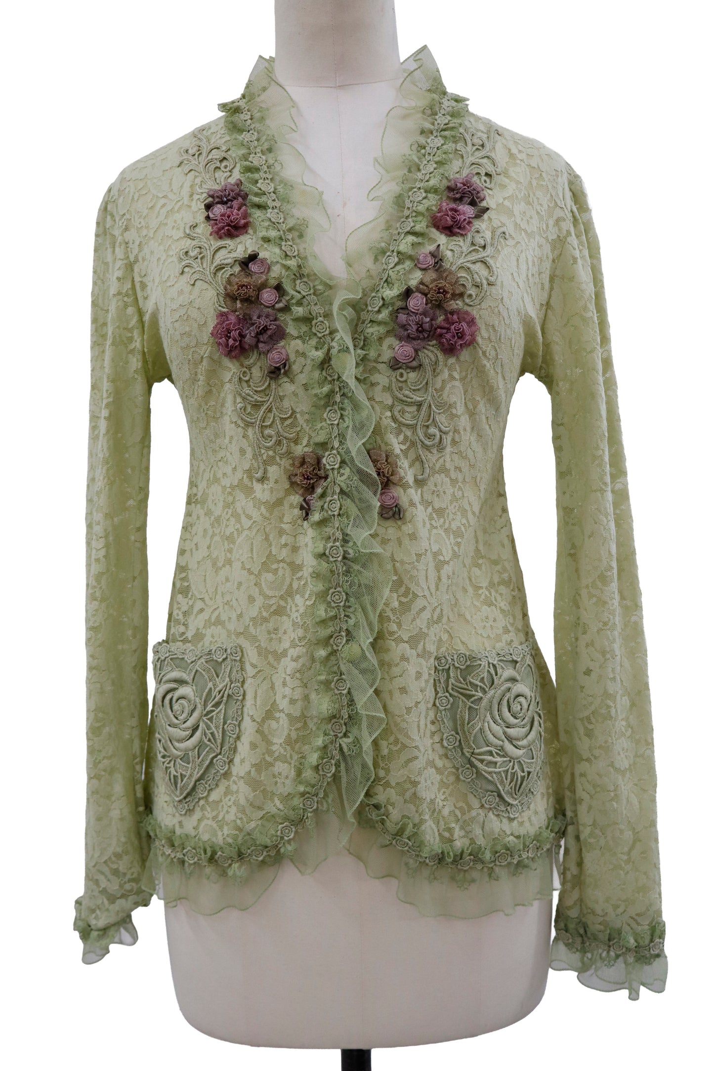 mesh lace cardigan/RM-［2604-034］