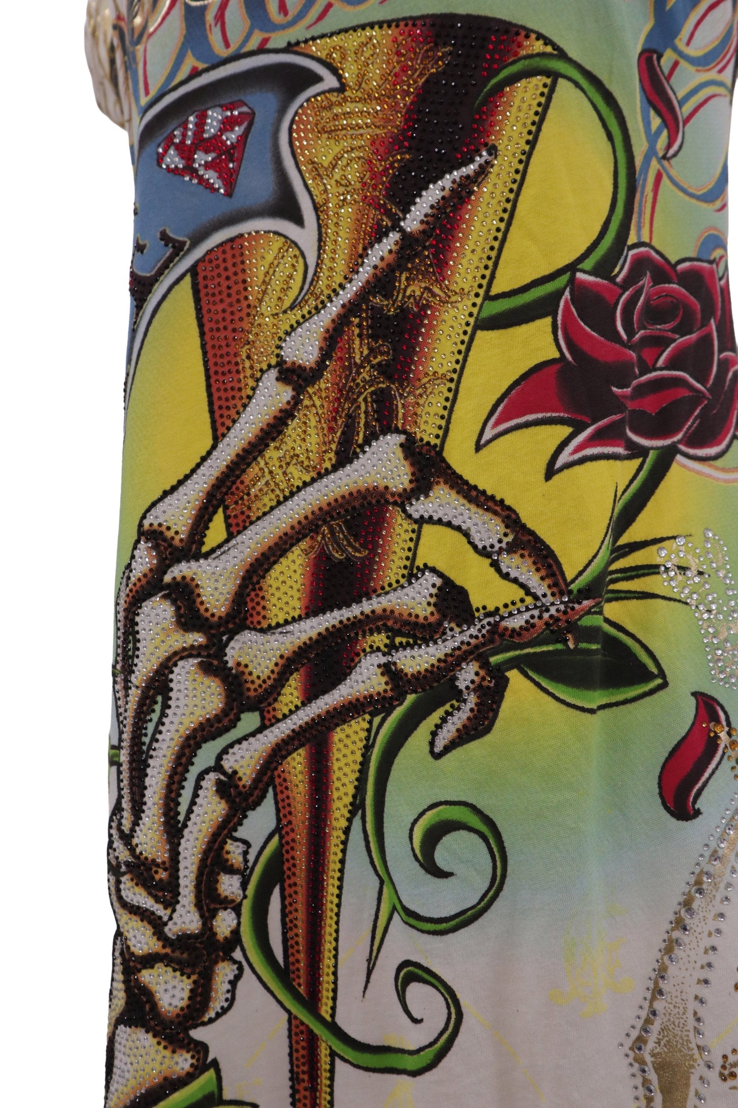 Christian Audigier skeleton rose long tanktop/RM-［2607-013］