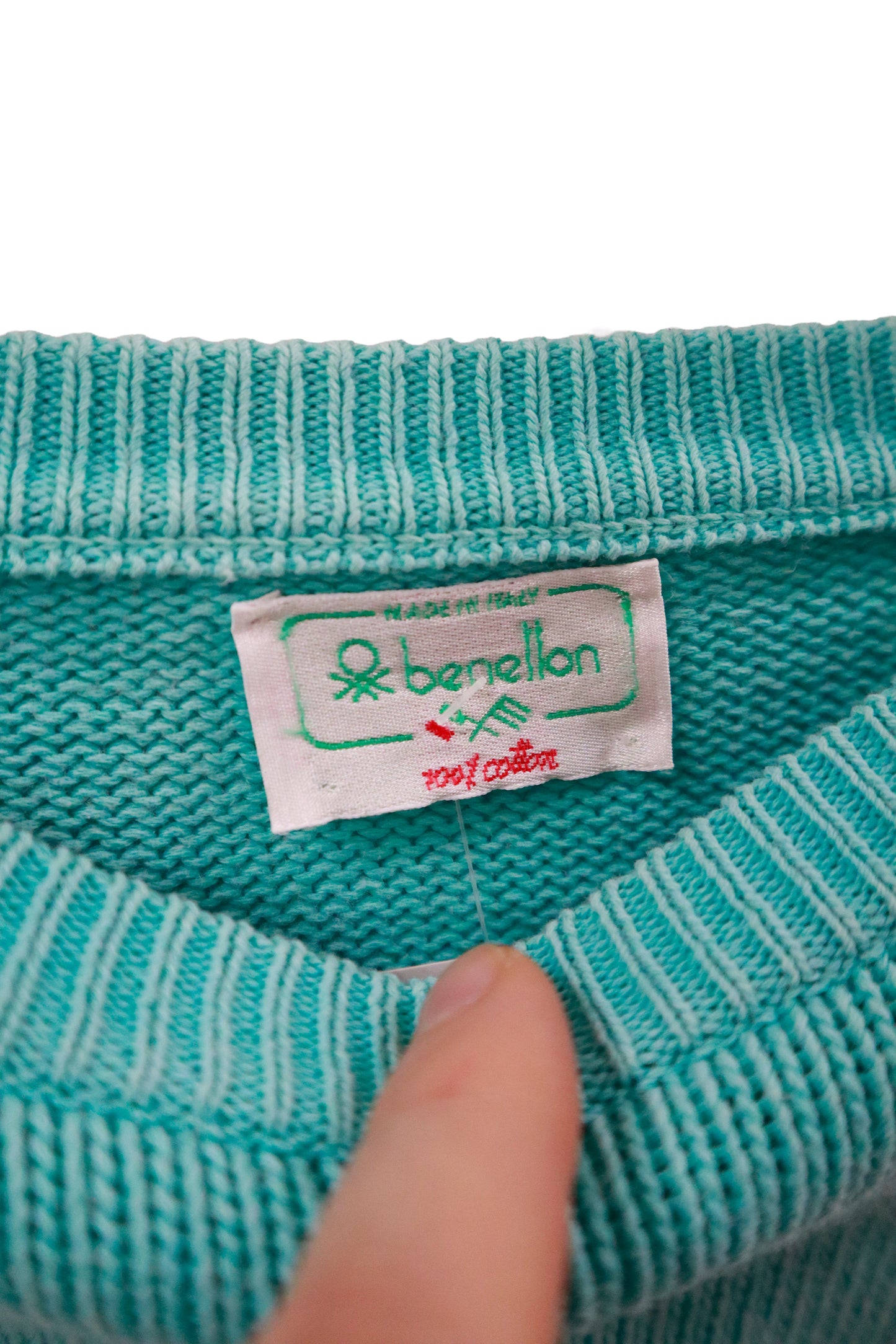 90's benetton cotton knit sweater /  NV-［2601-051］