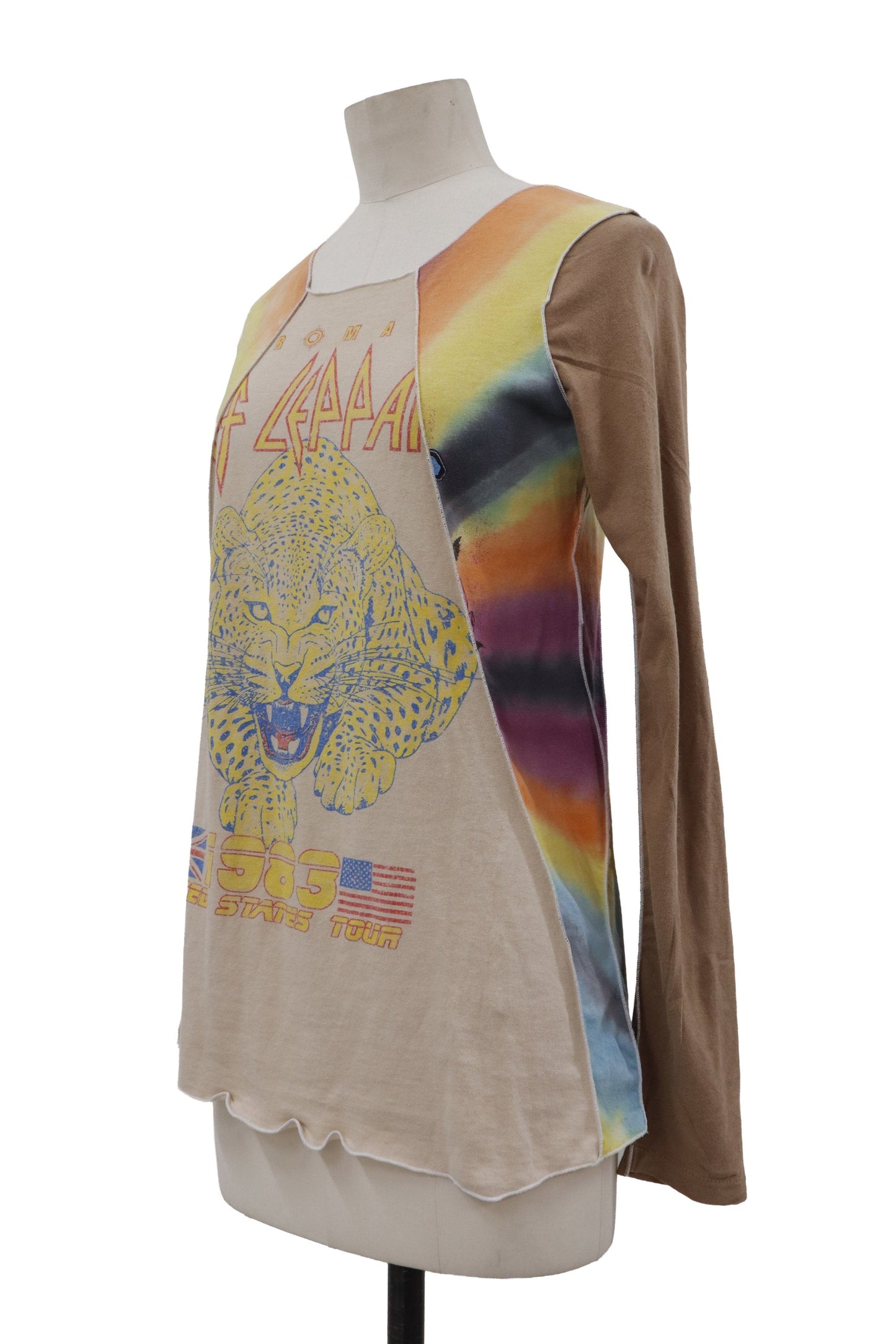 Def Leppard tiger tie-dye raglan top/RM-［2607-028］