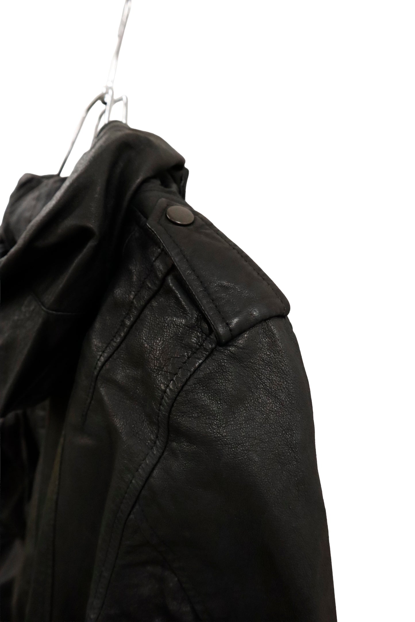 leather hoodie jacket/U-［2602-006］