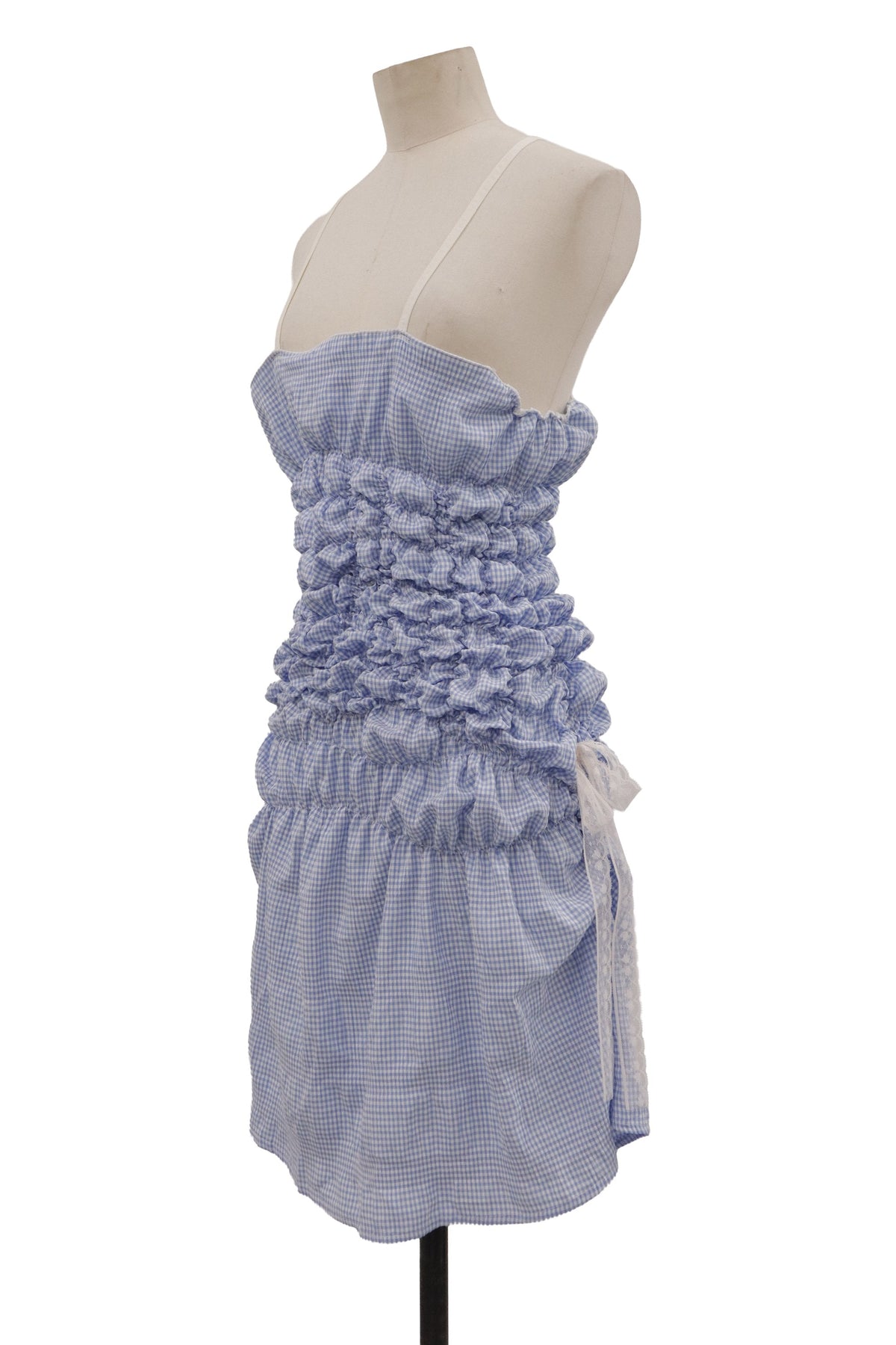 gingham shirring dress/KUSHA KUSHA PLAN/RM-［2607-081］