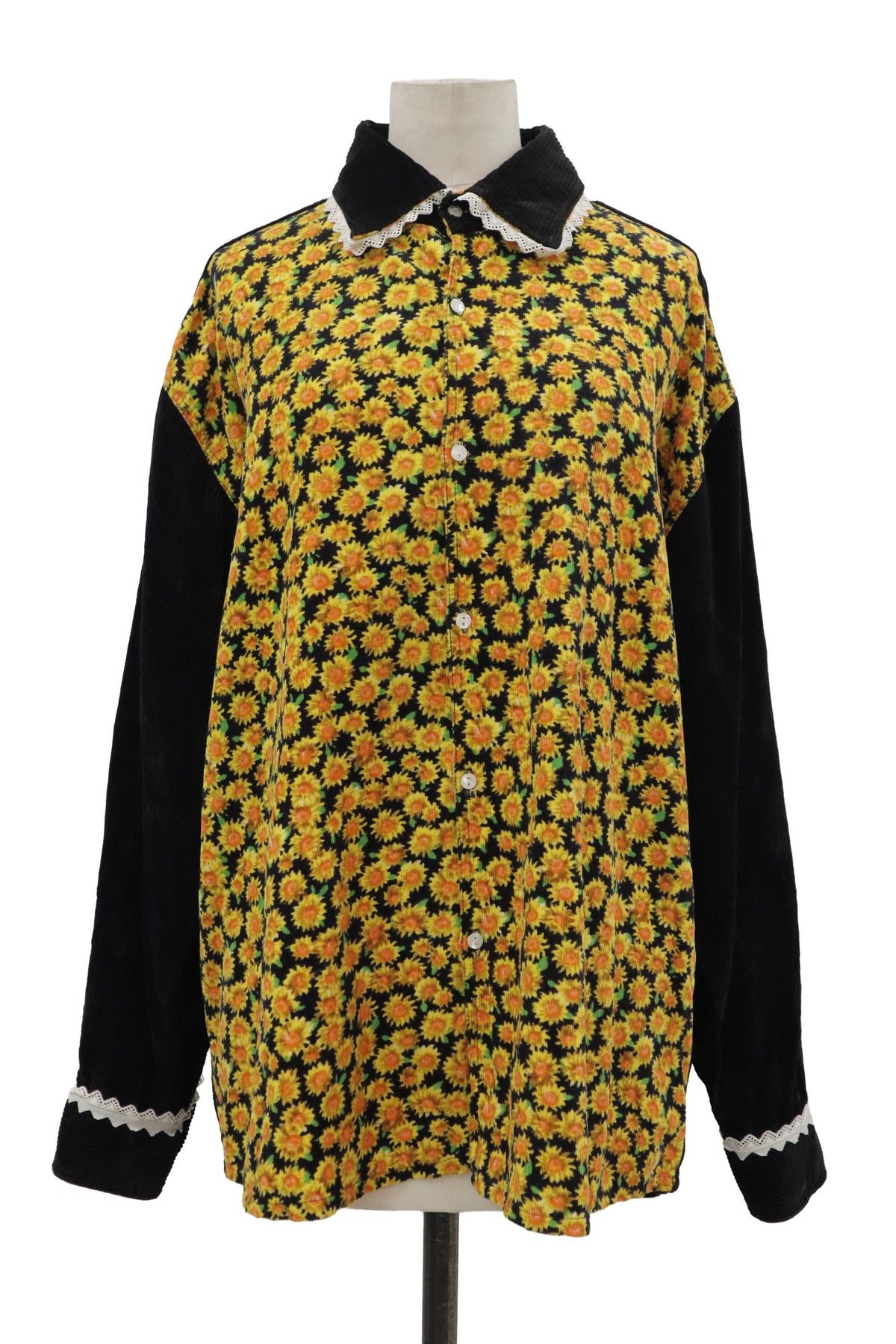 flower print corduroy shirt/RM-［2608-102］