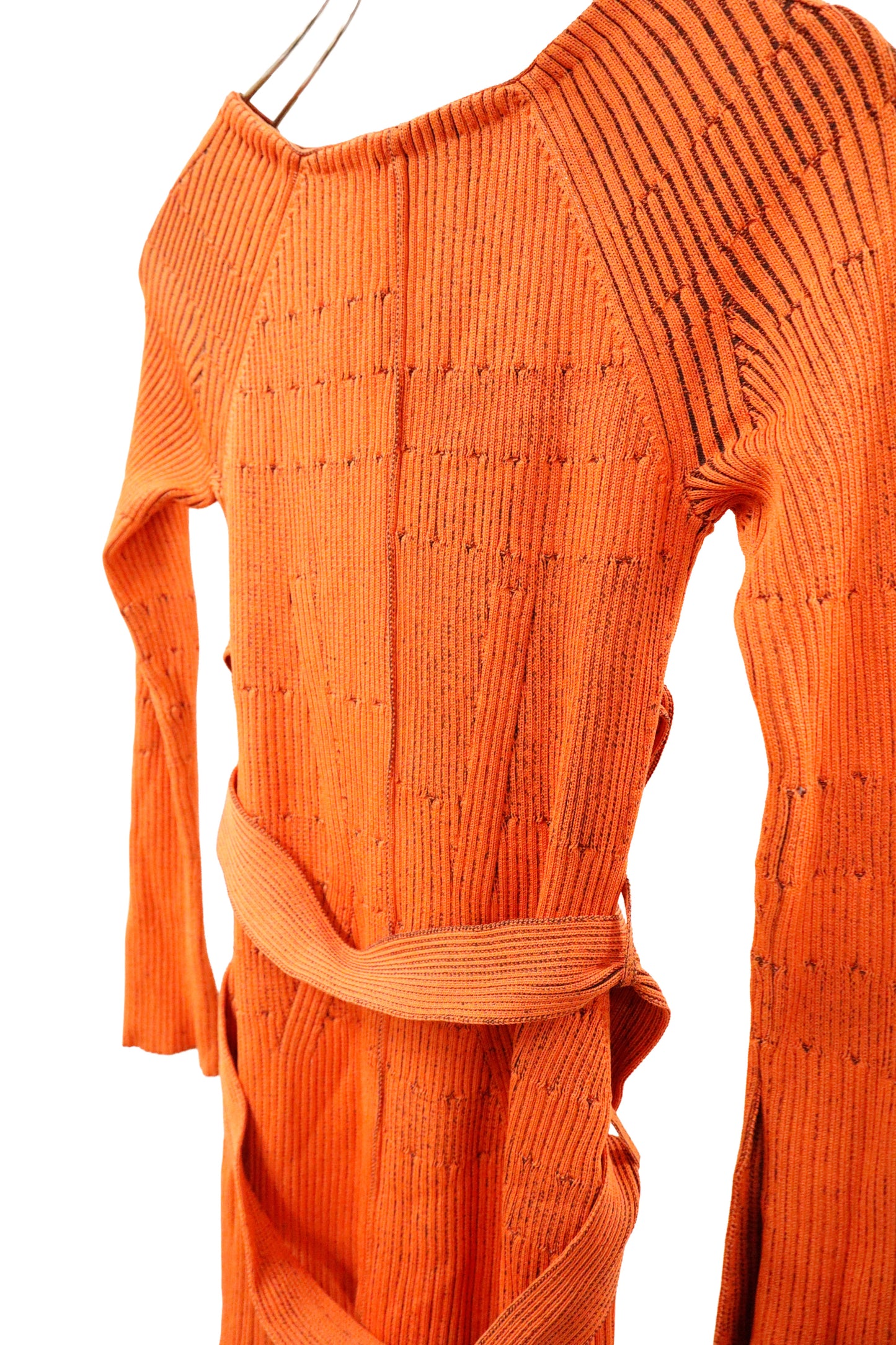 rib knit belt dress/U-［2603-007］