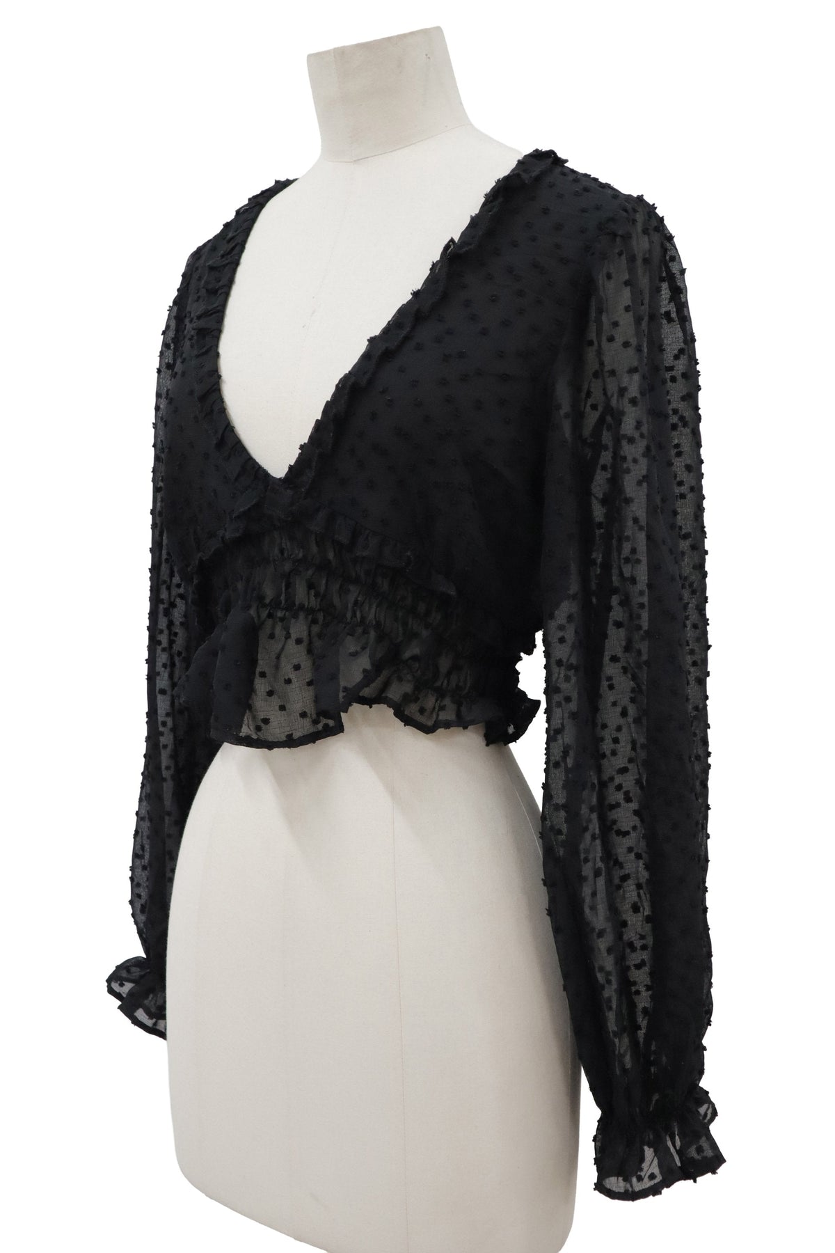 lace up shirring tops/RM-［2608-053］