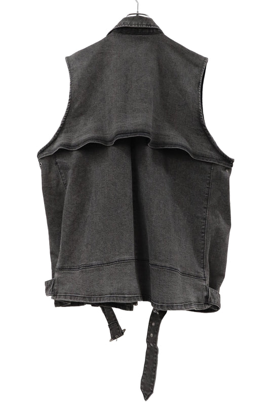 black denim riders vest /U-［2606-009］