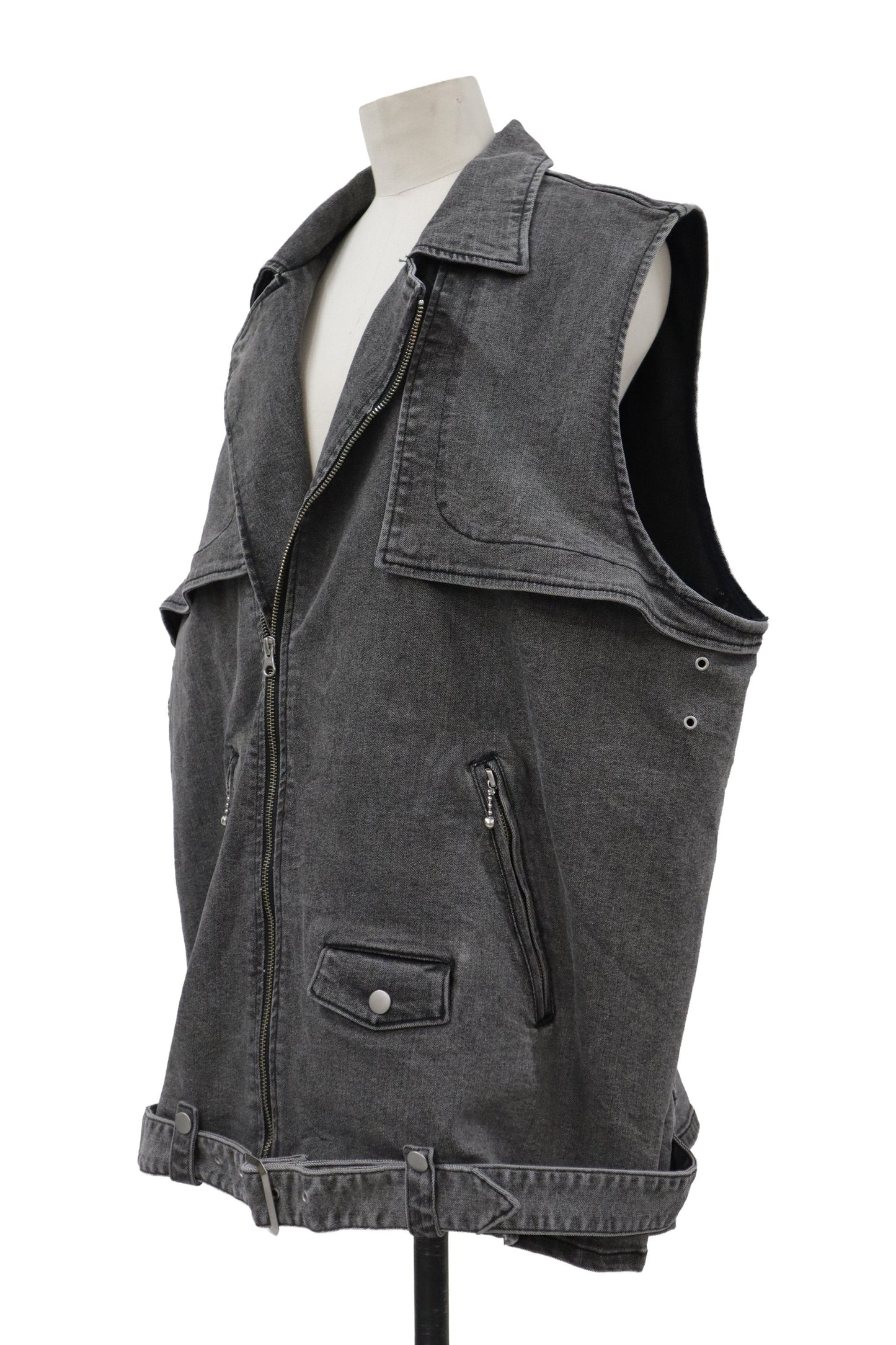 black denim riders vest /U-［2606-009］