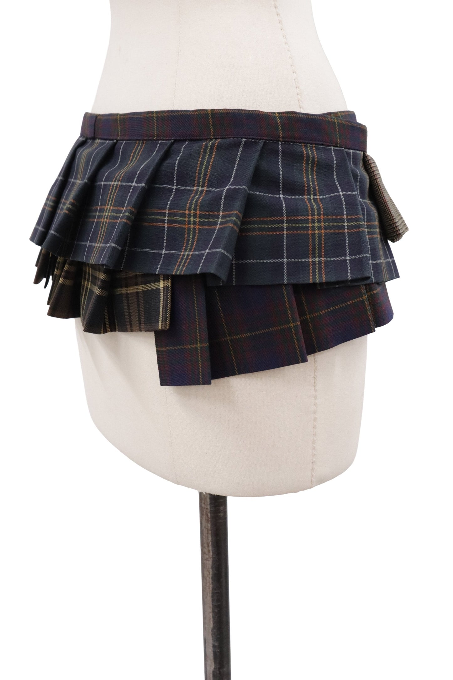plaid tiered mini skirt/RM-［2607-051］