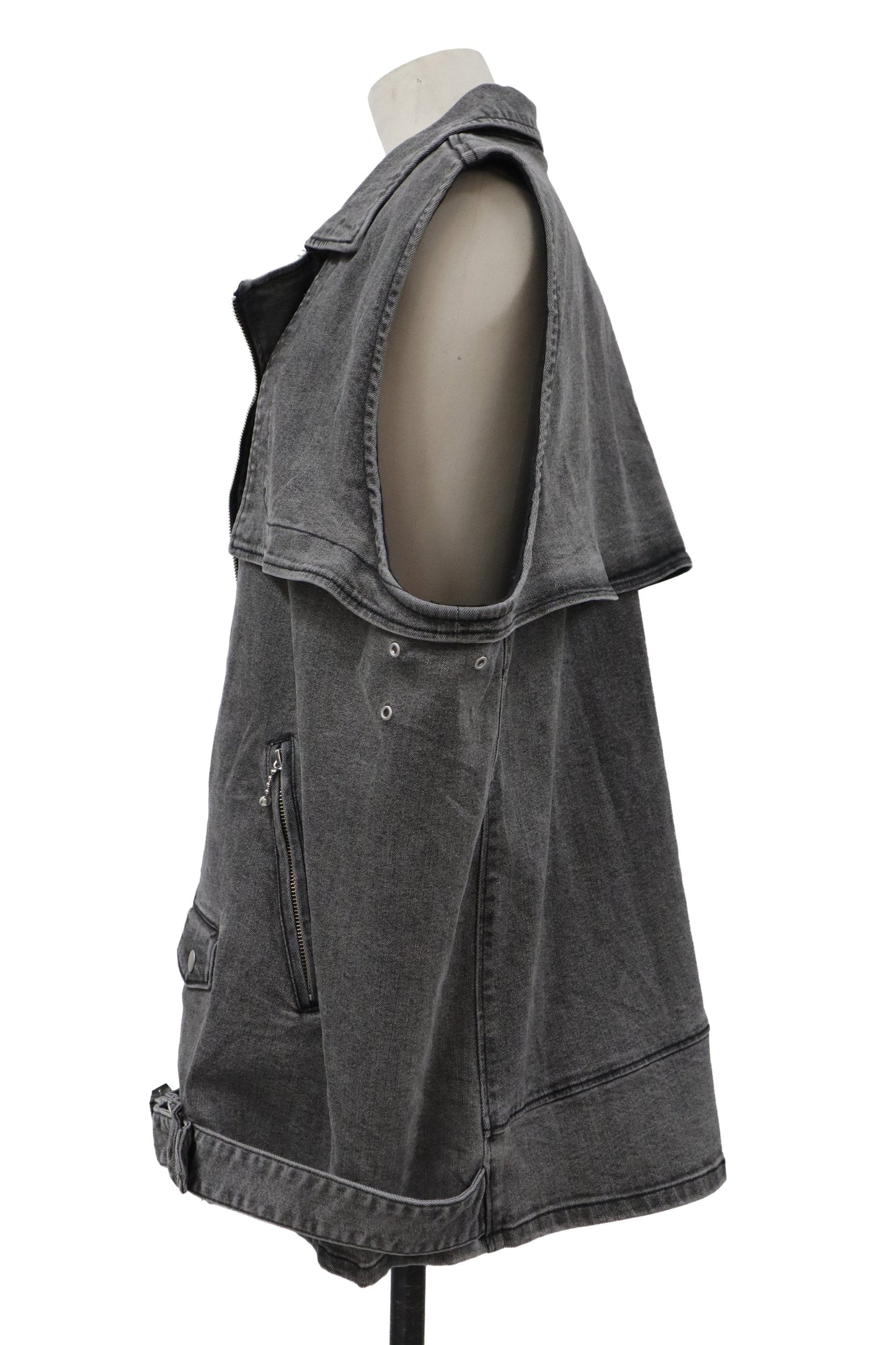 black denim riders vest /U-［2606-009］
