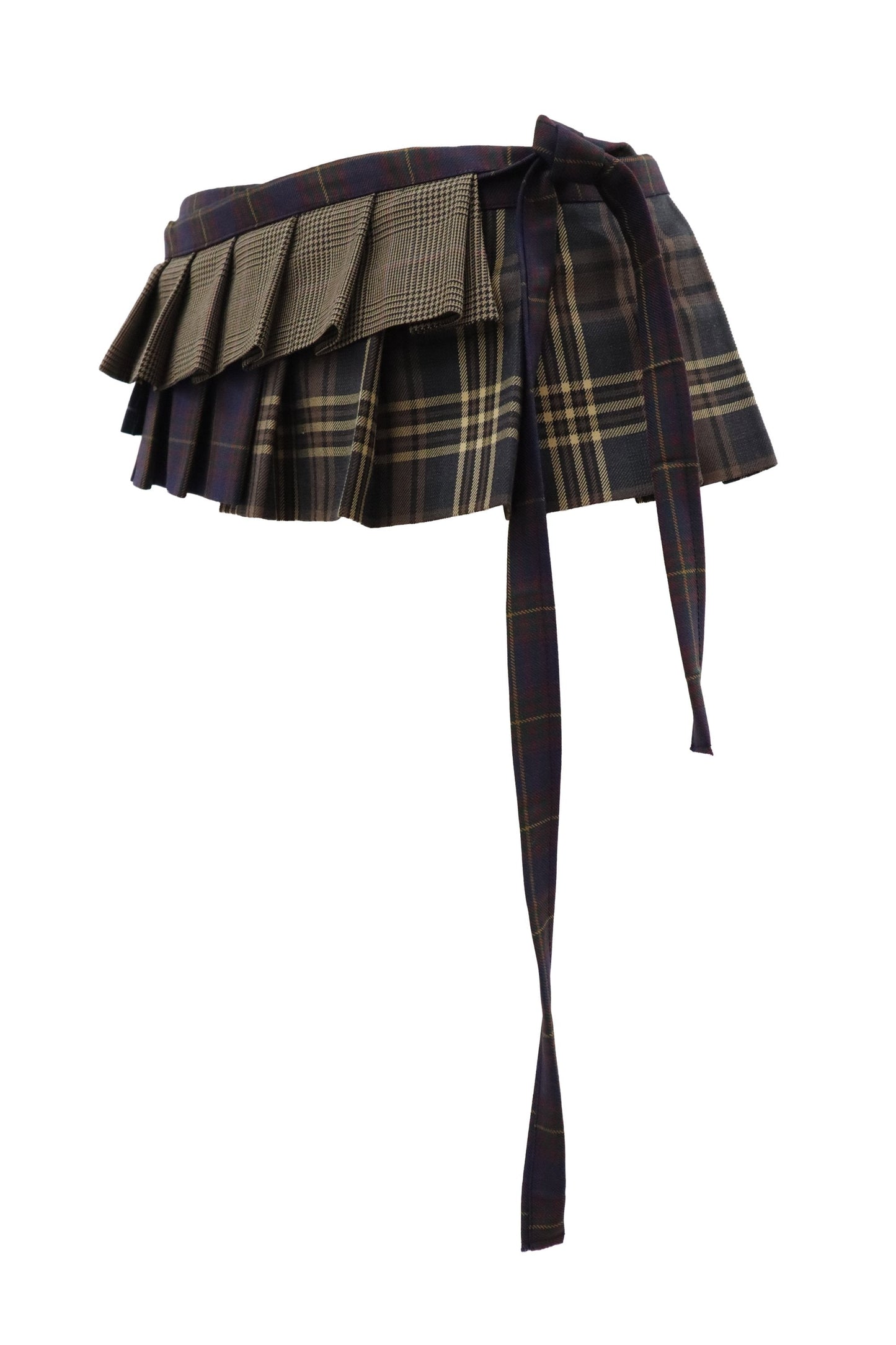 plaid tiered mini skirt/RM-［2607-051］
