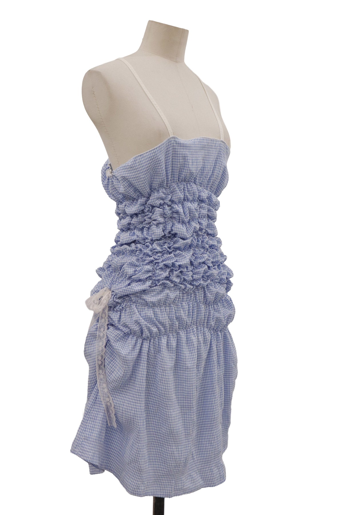 gingham shirring dress/KUSHA KUSHA PLAN/RM-［2607-081］