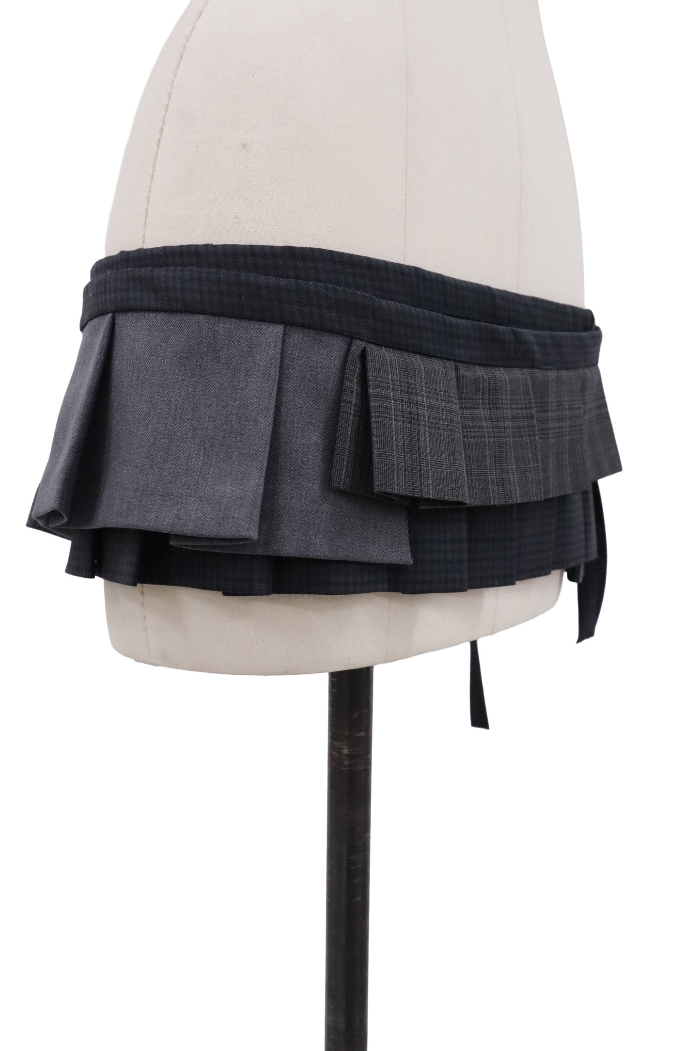 plaid tiered mini skirt/RM-［2607-045］