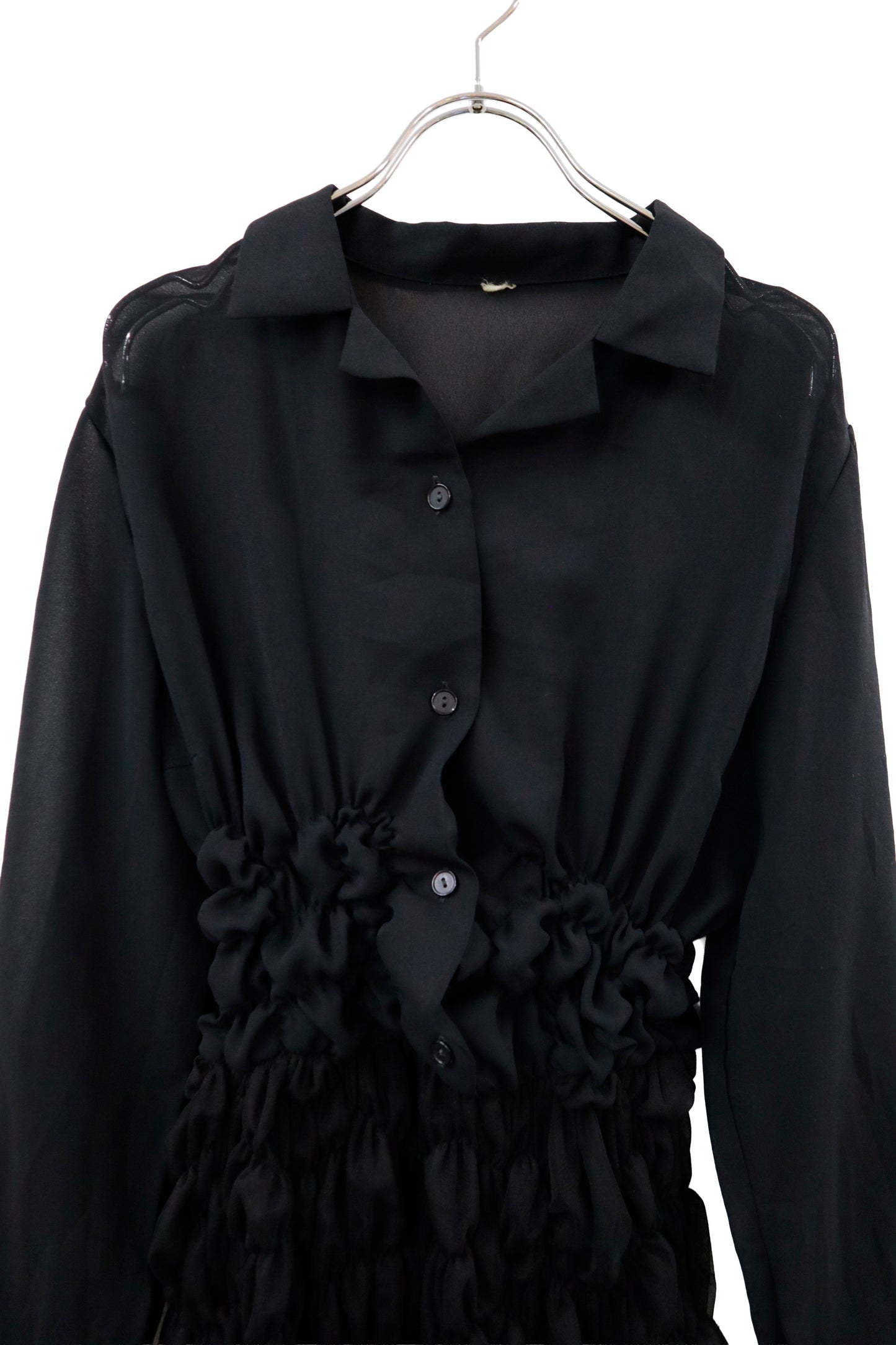 shirring sheer dress/ RM-［2513-095］