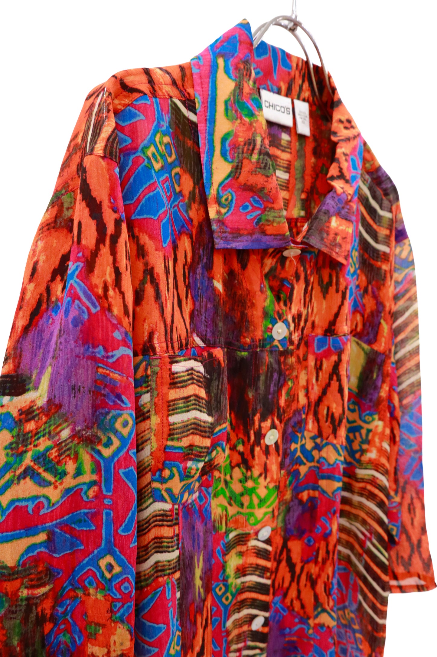 90's CHICO'S silk shirt/NV-［2511-027］