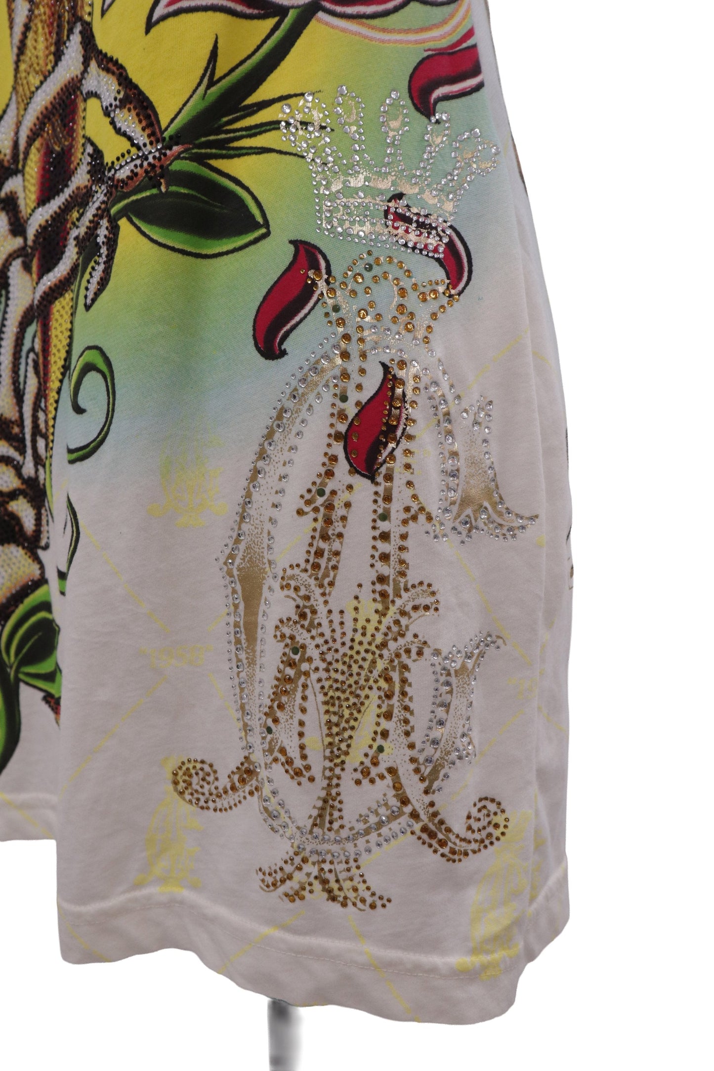 Christian Audigier skeleton rose long tanktop/RM-［2607-013］