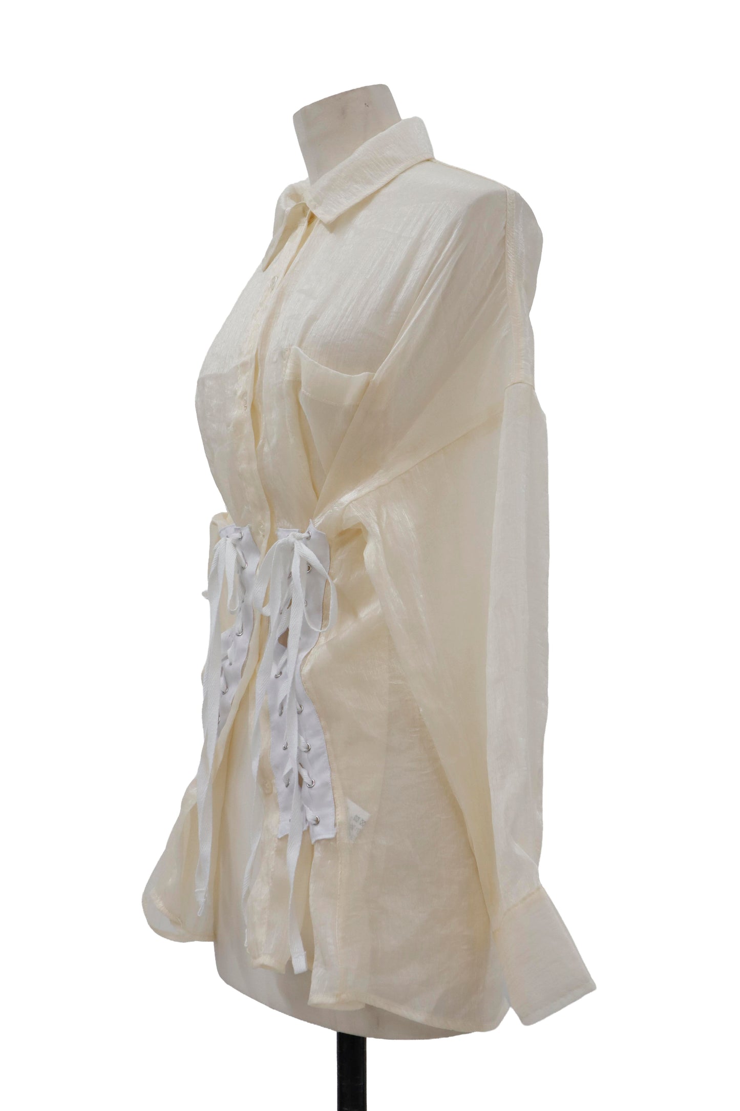 lace up shirt/RM-［2605-038］