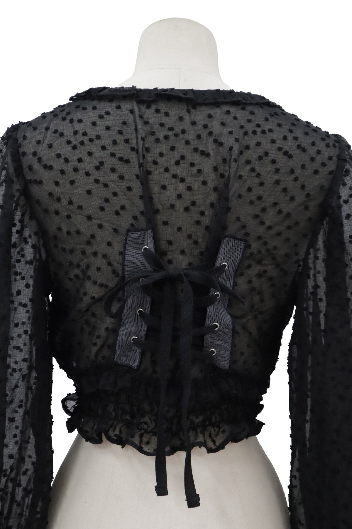 lace up shirring tops/RM-［2608-053］