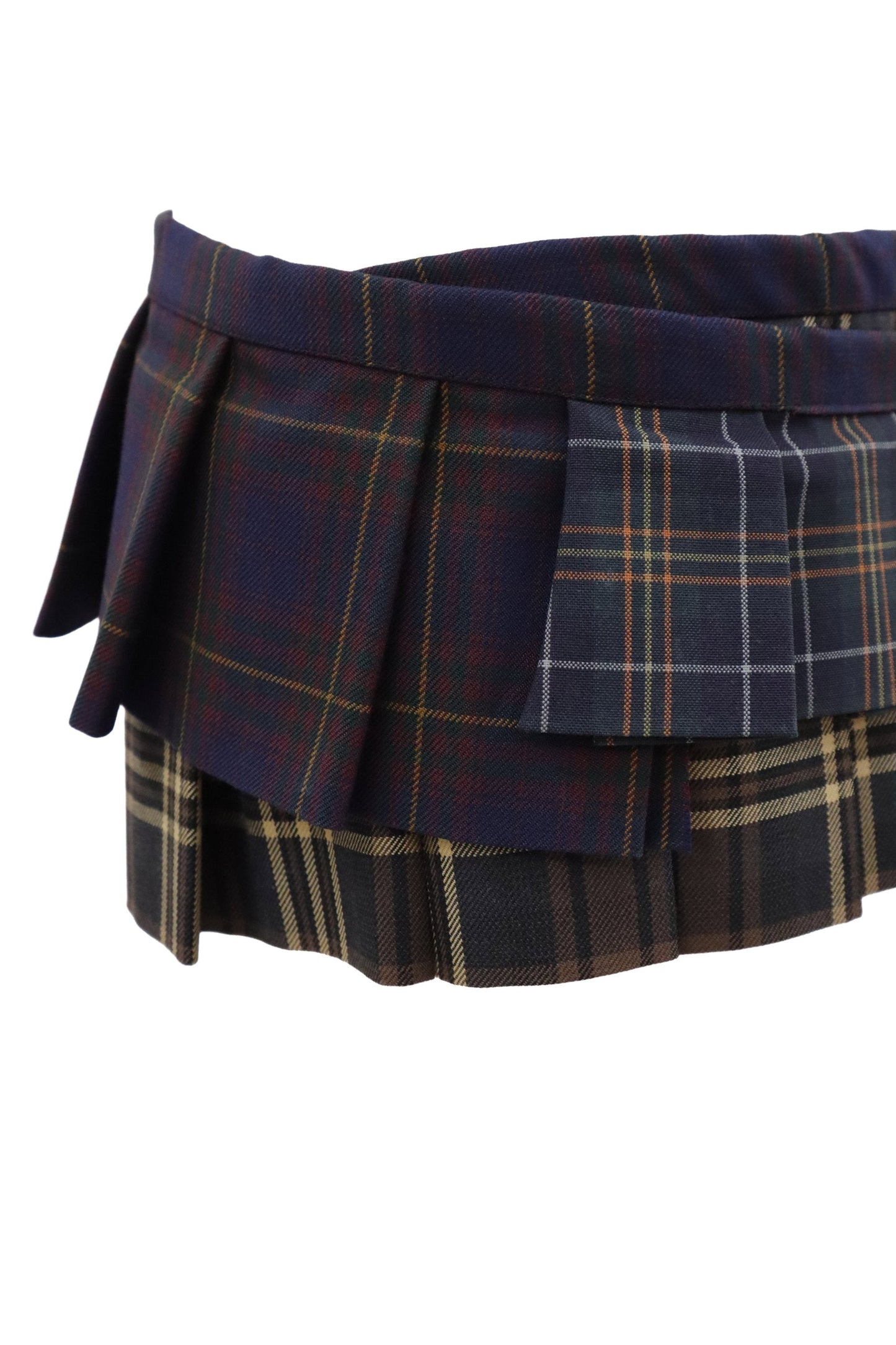plaid tiered mini skirt/RM-［2607-050］