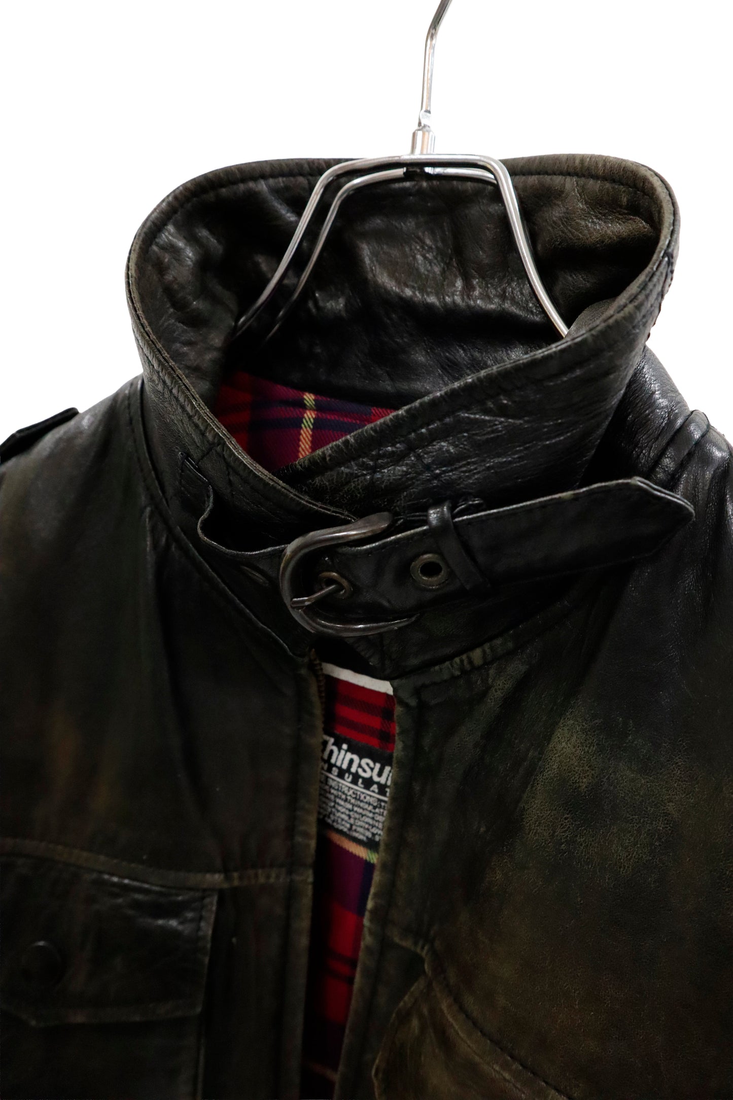 Black Leather Zip Jacket /U-［2601-059］