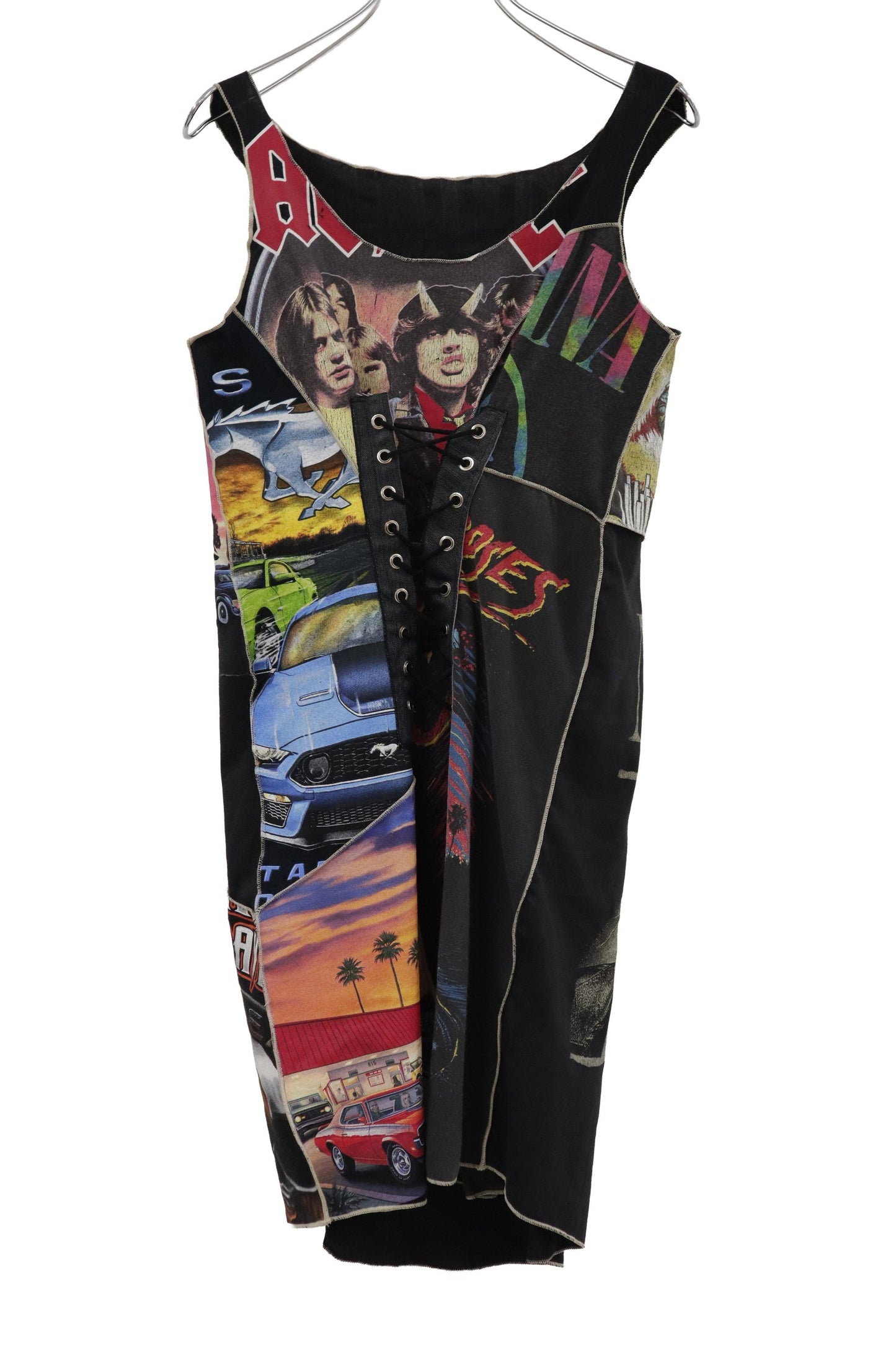 AC/DC lace up long tanktop/RM-［2606-021］
