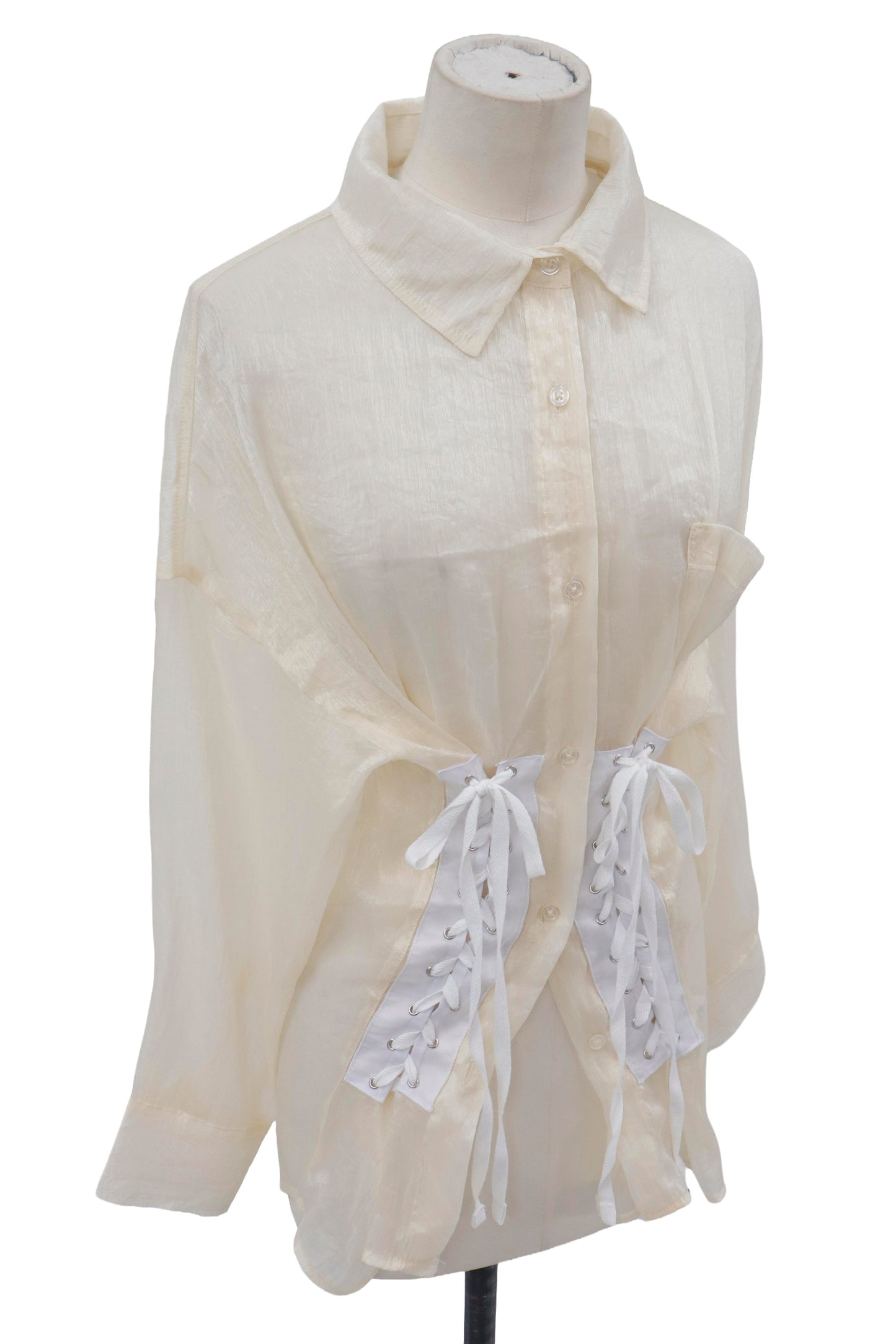 lace up shirt/RM-［2605-038］