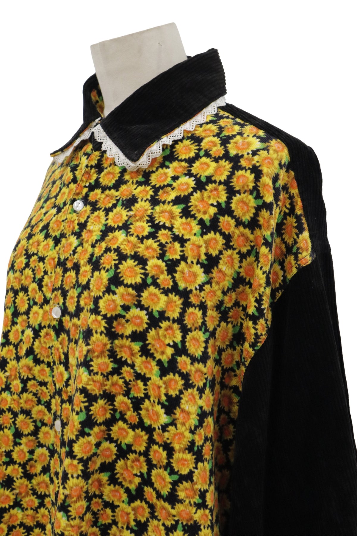 flower print corduroy shirt/RM-［2608-102］