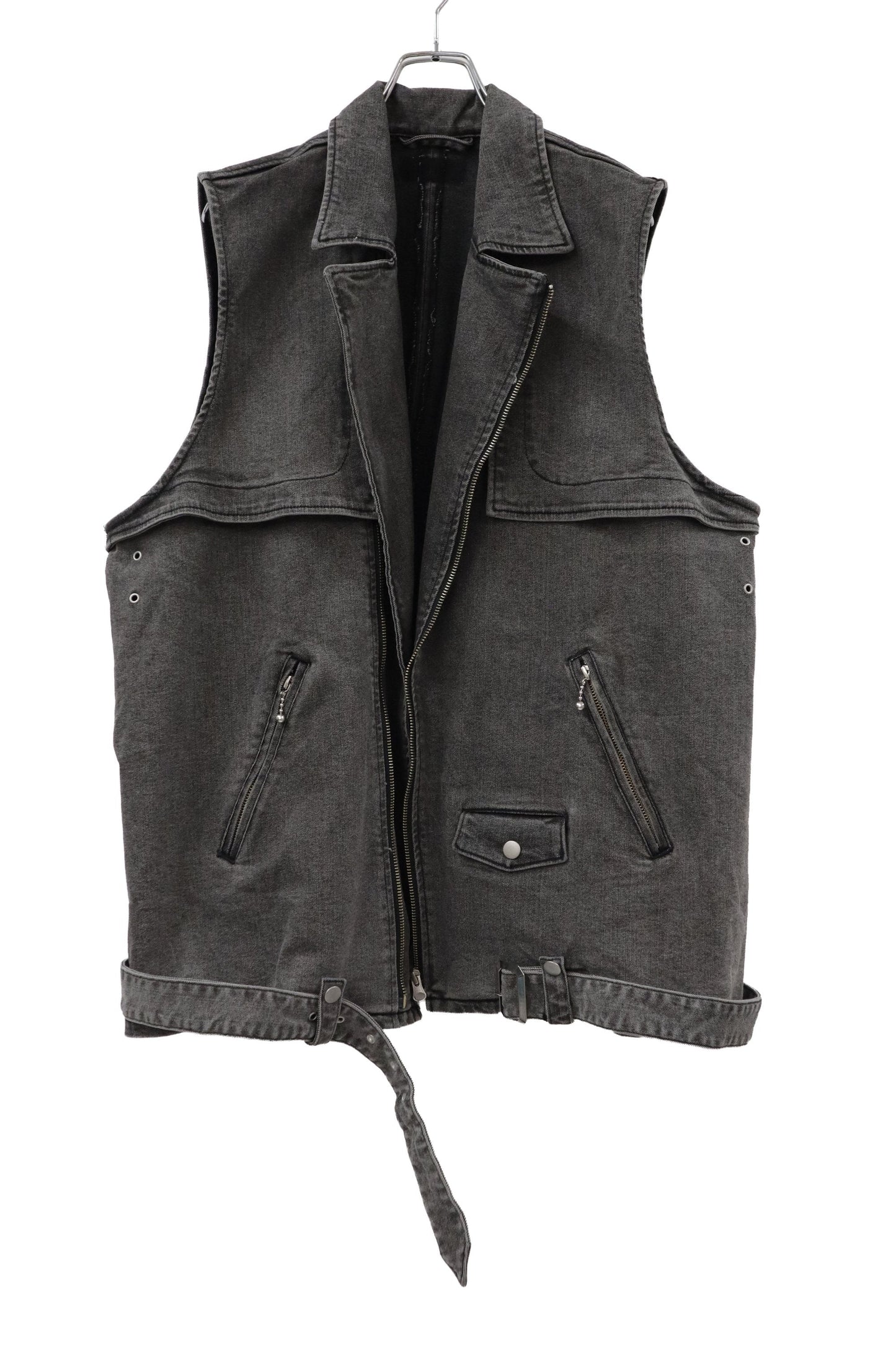 black denim riders vest /U-［2606-009］