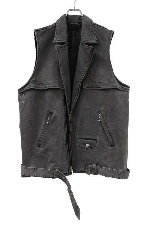black denim riders vest /U-［2606-009］