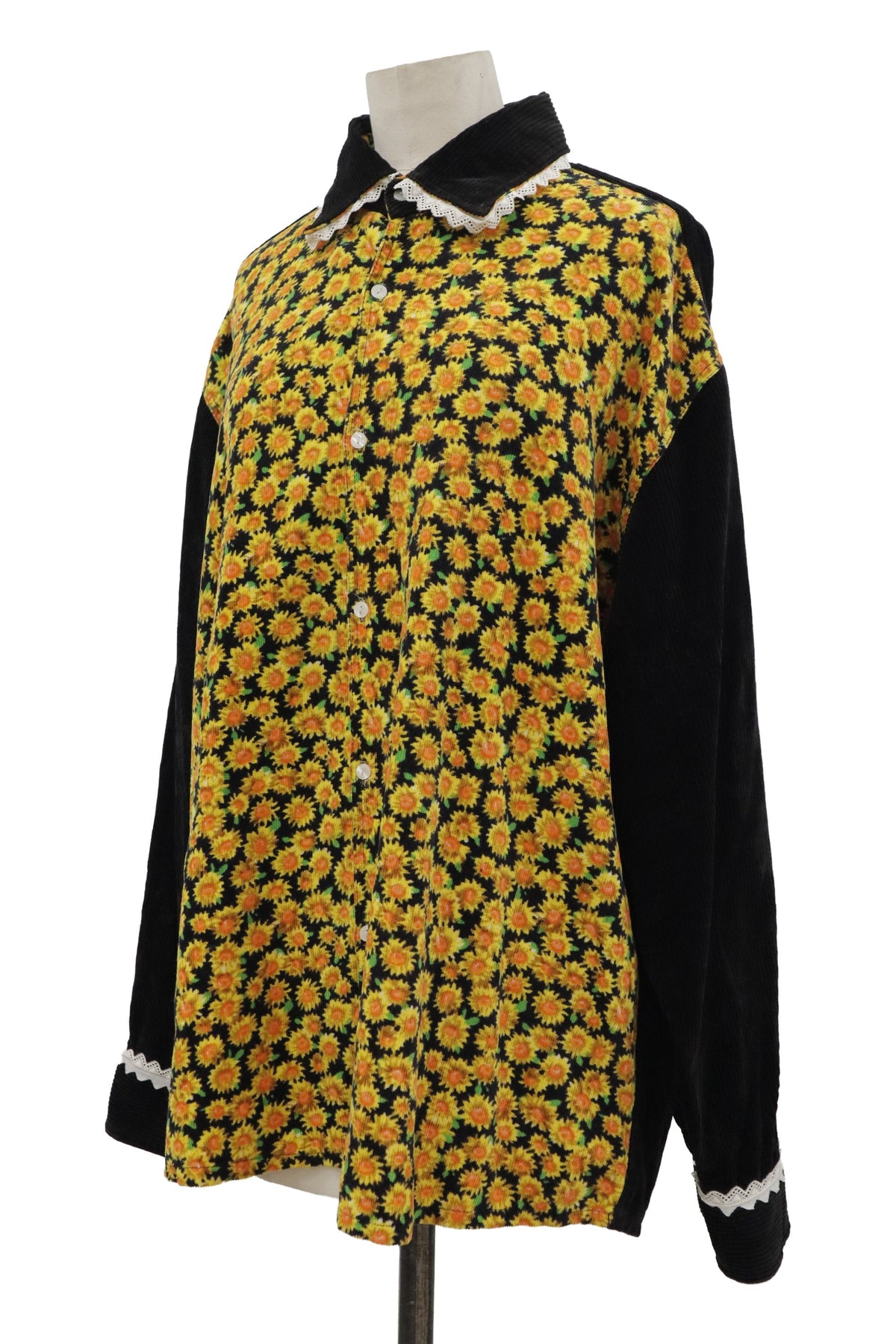 flower print corduroy shirt/RM-［2608-102］