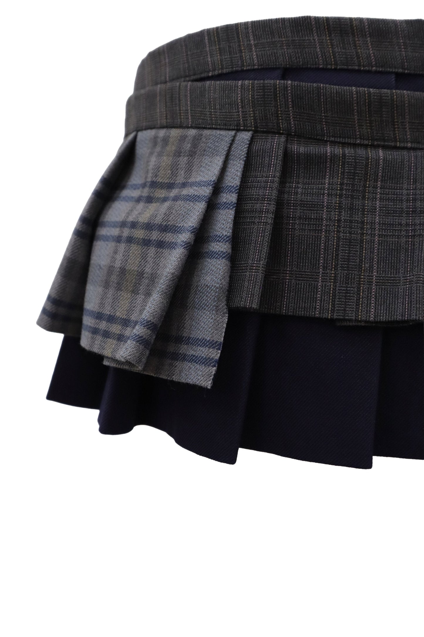plaid tiered mini skirt/RM-［2607-048］