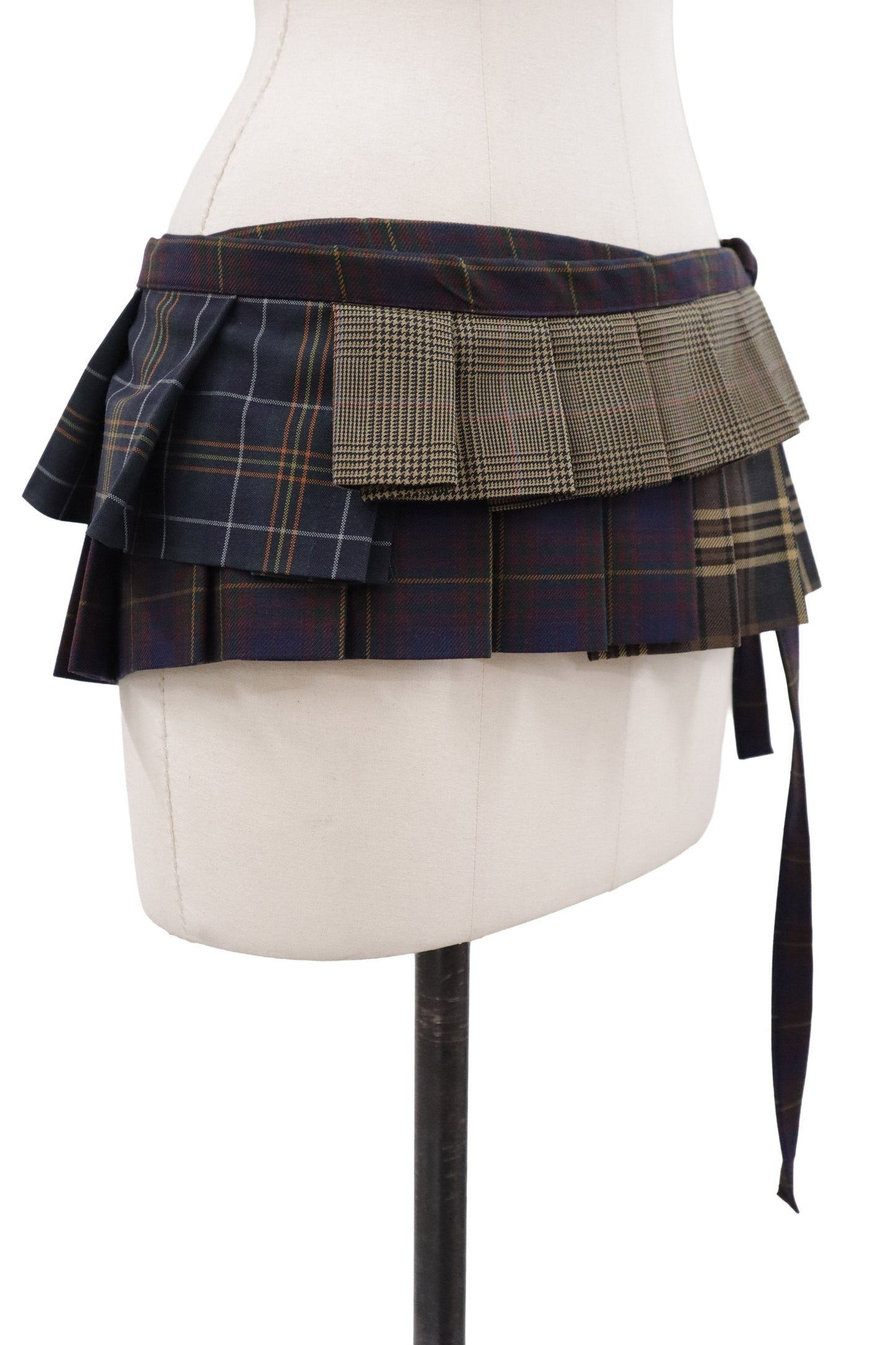 plaid tiered mini skirt/RM-［2607-051］