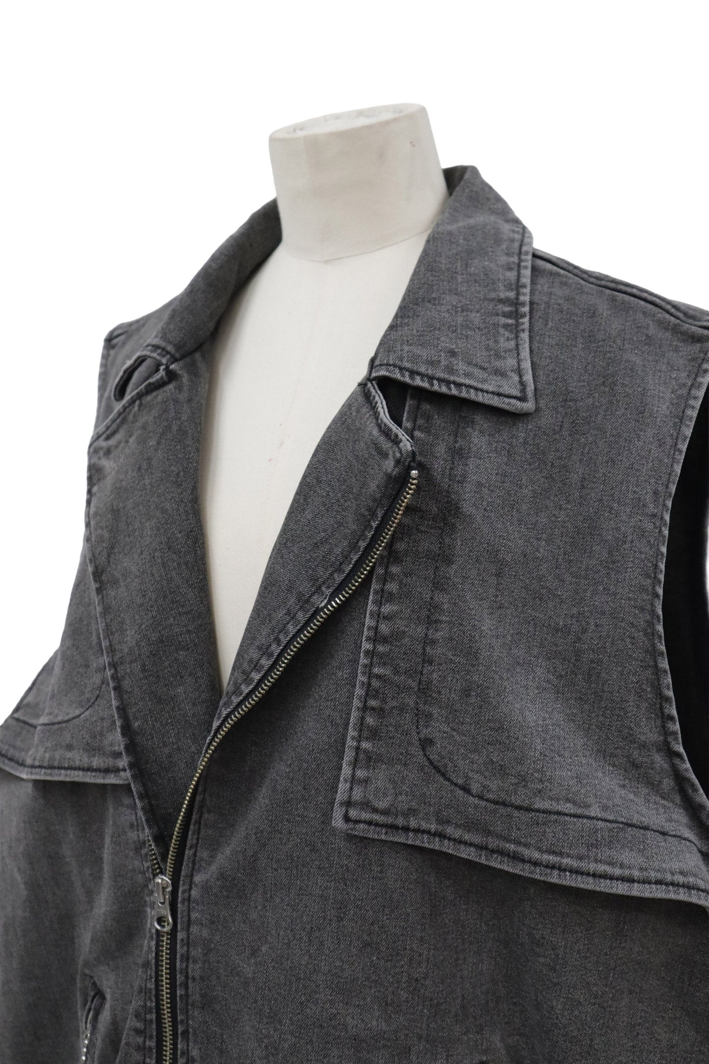 black denim riders vest /U-［2606-009］