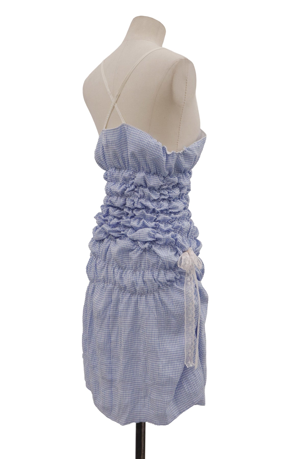 gingham shirring dress/KUSHA KUSHA PLAN/RM-［2607-081］
