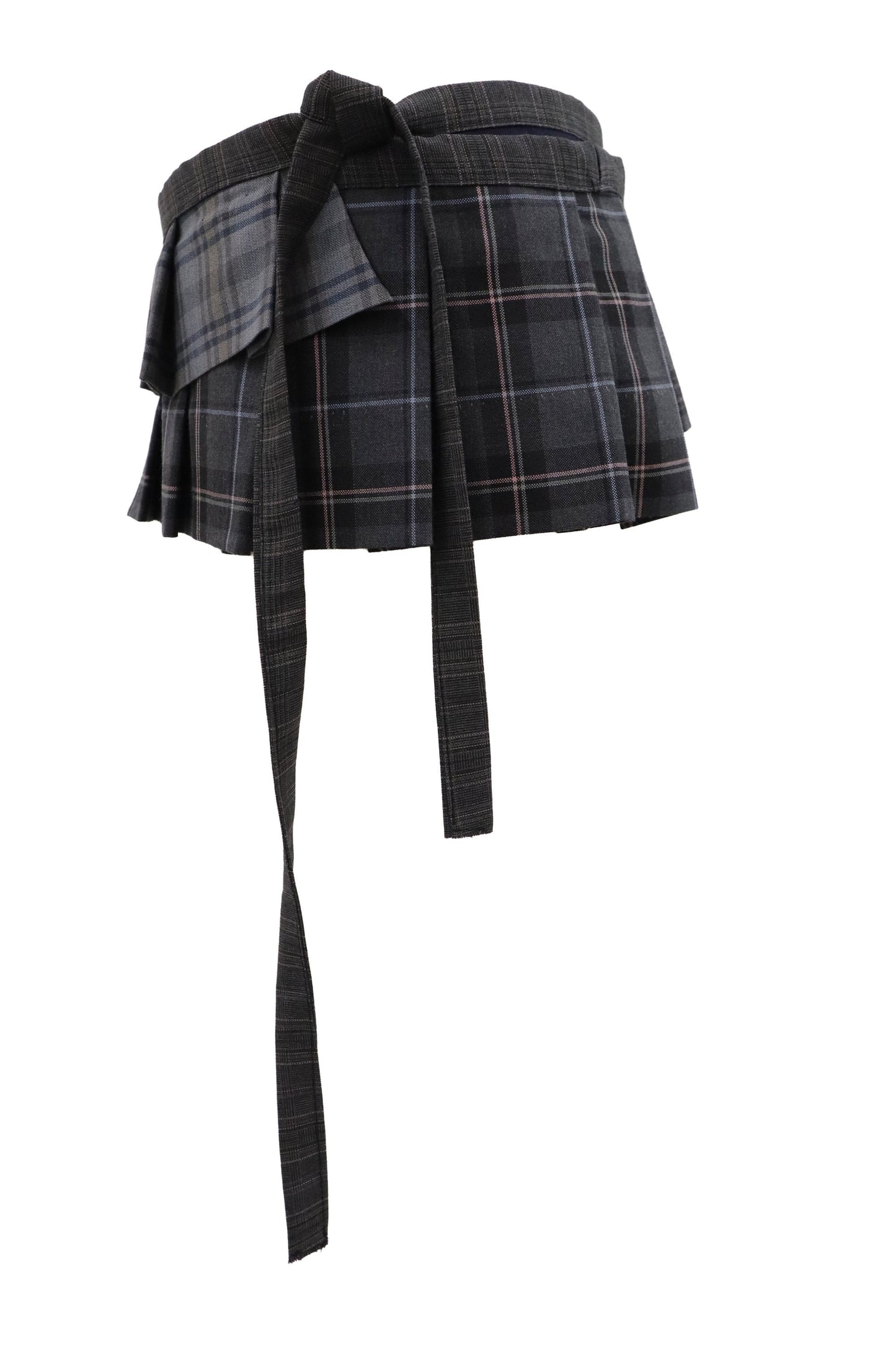 plaid tiered mini skirt/RM-［2607-047］