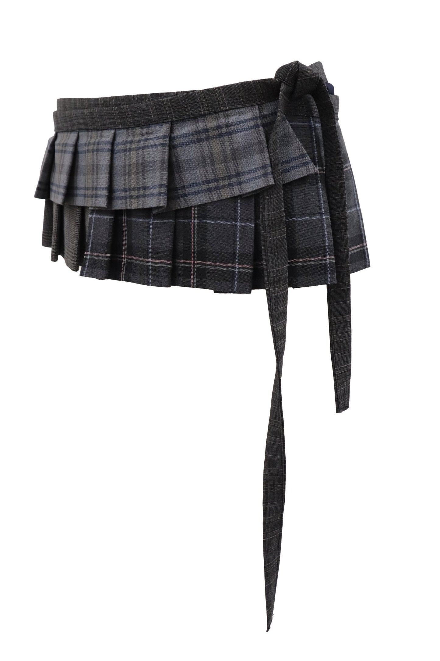 plaid tiered mini skirt/RM-［2607-047］