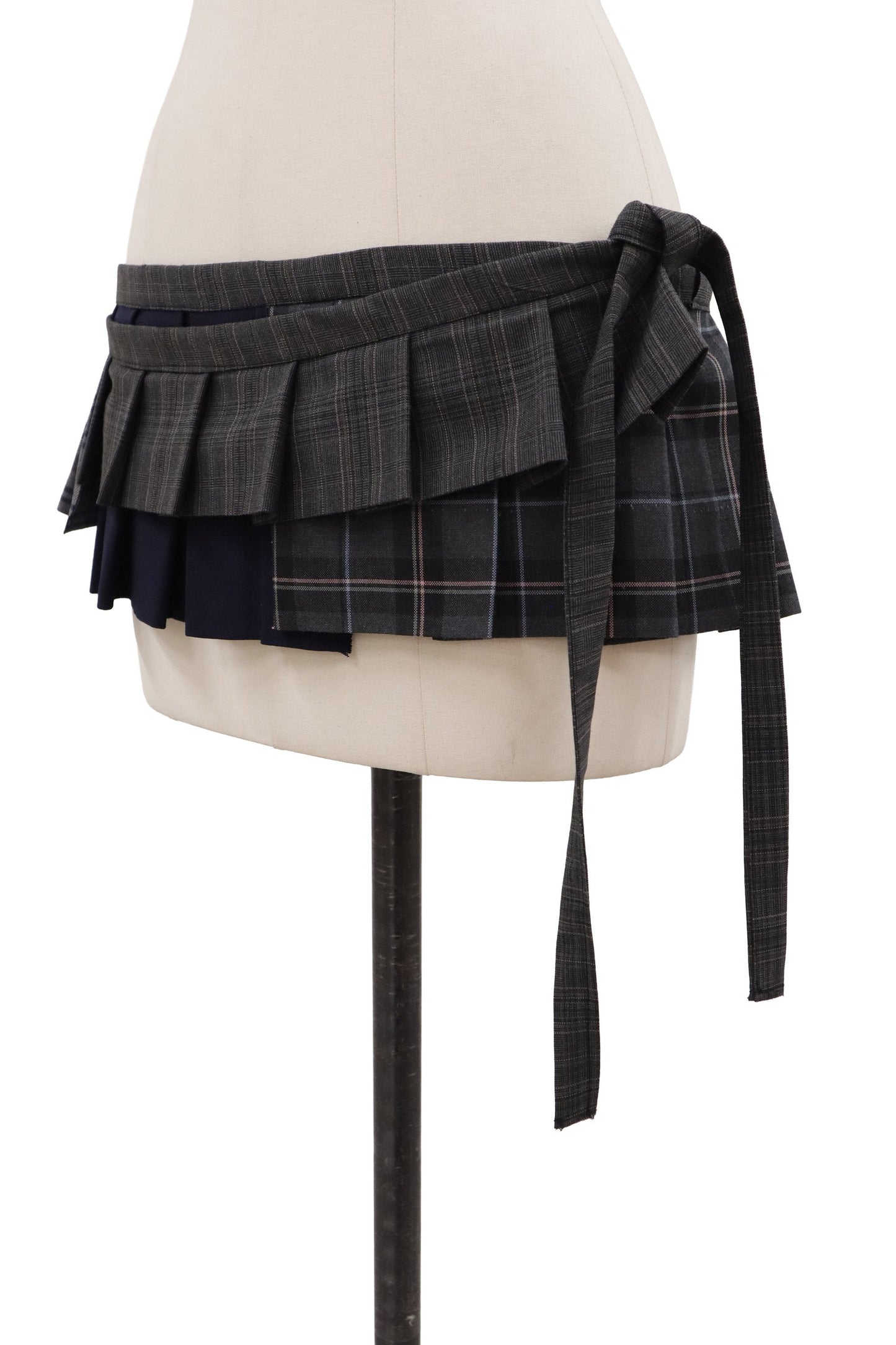plaid tiered mini skirt/RM-［2607-048］