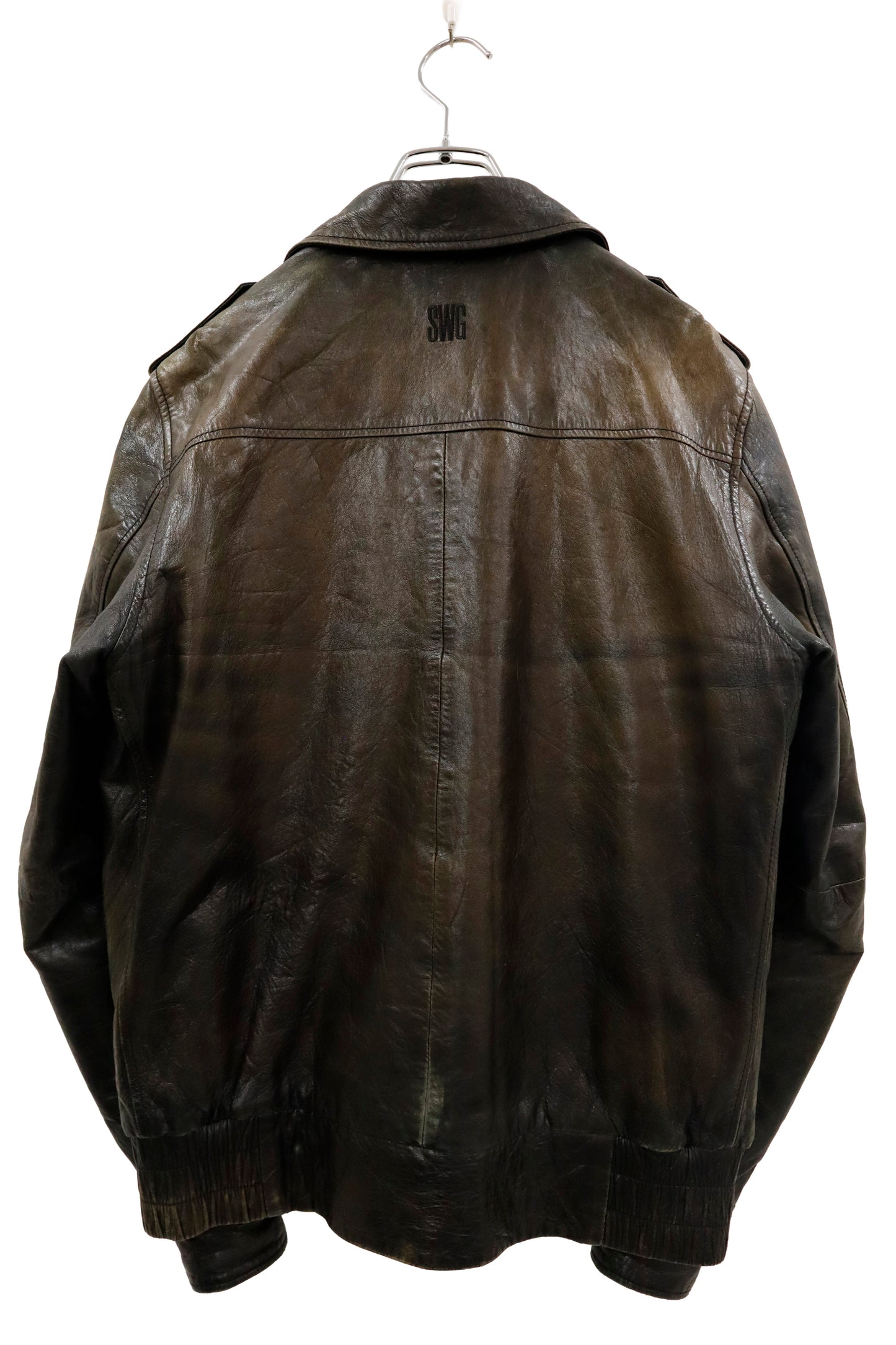 Black Leather Zip Jacket /U-［2601-059］