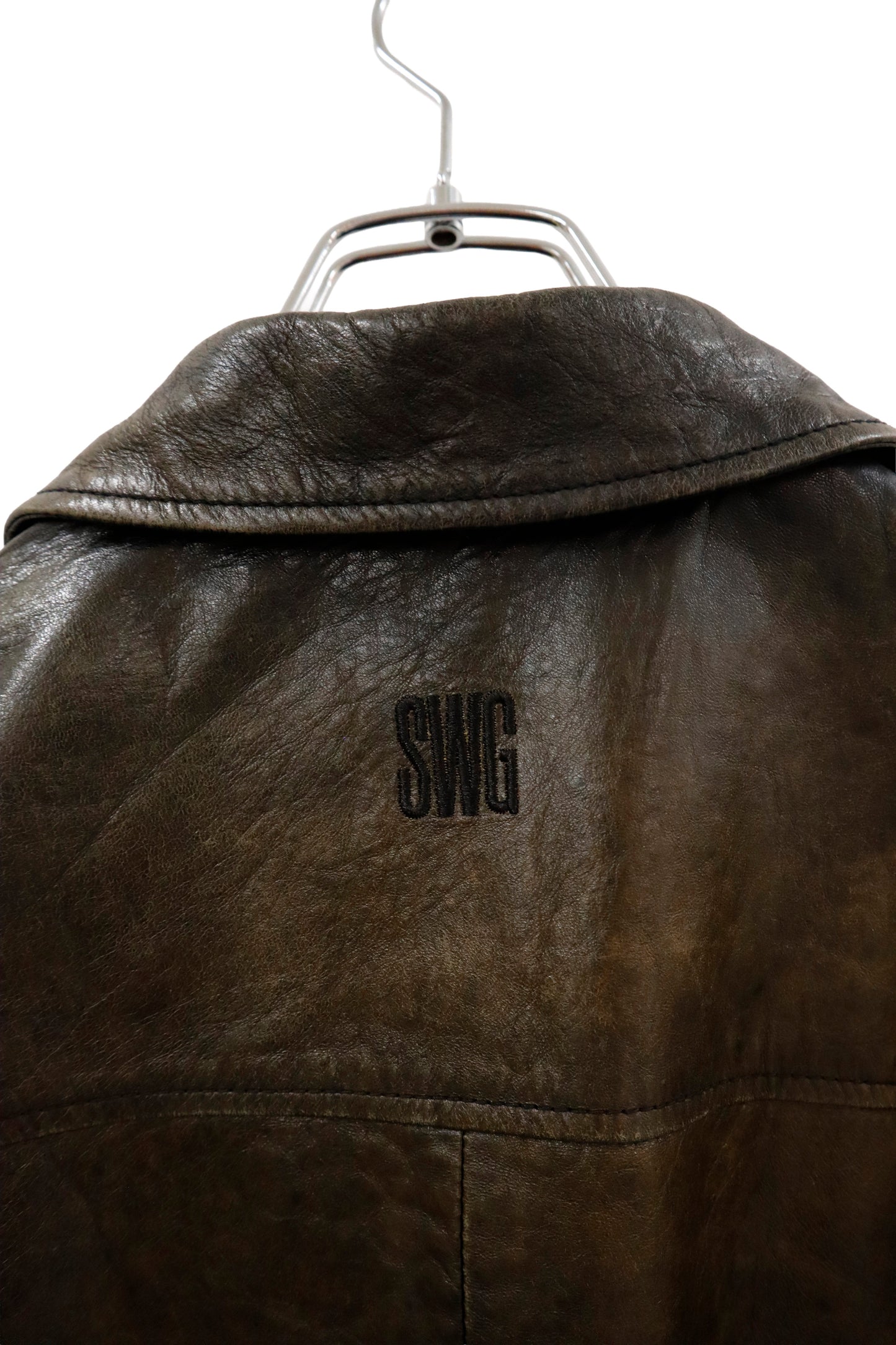 Black Leather Zip Jacket /U-［2601-059］
