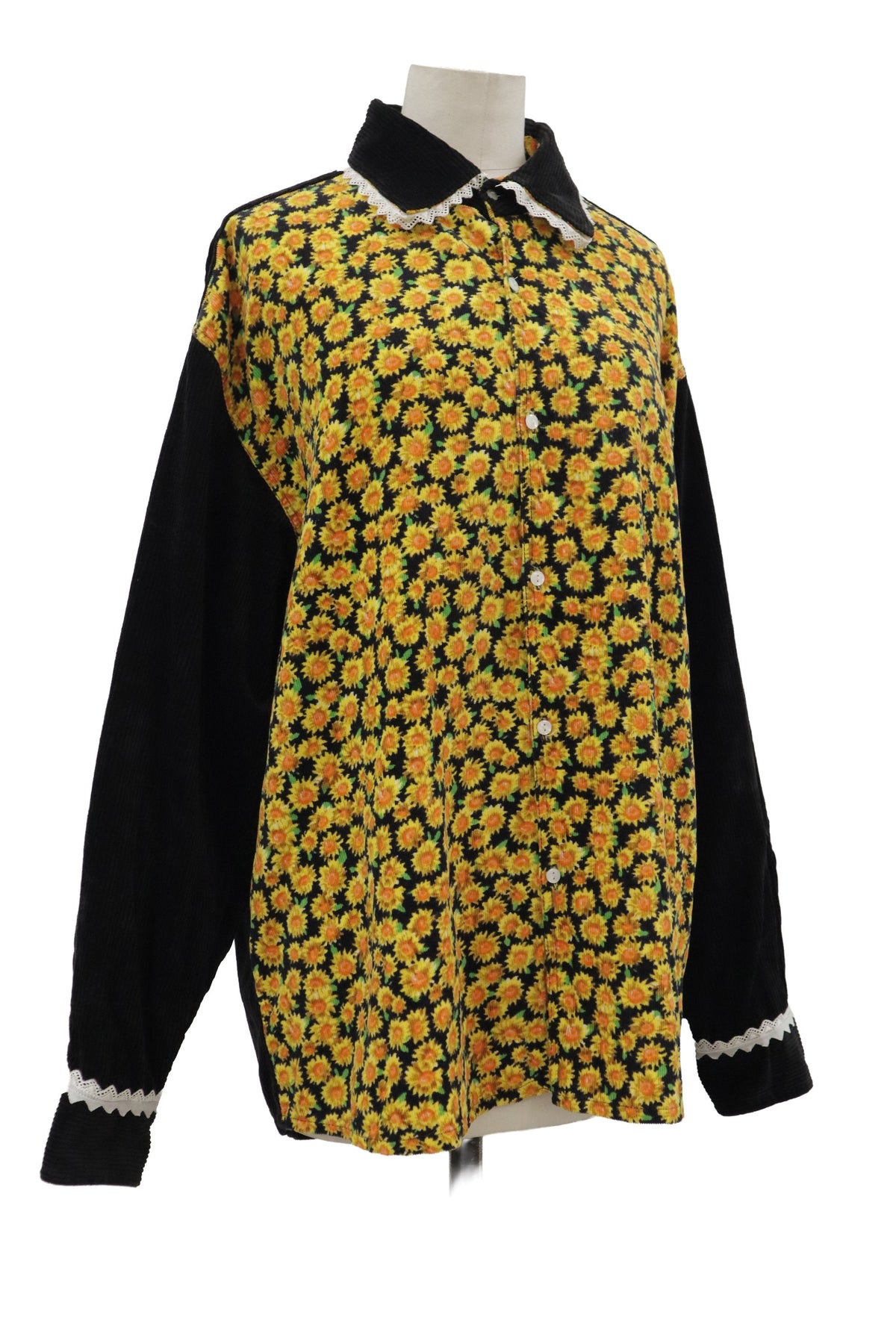 flower print corduroy shirt/RM-［2608-102］