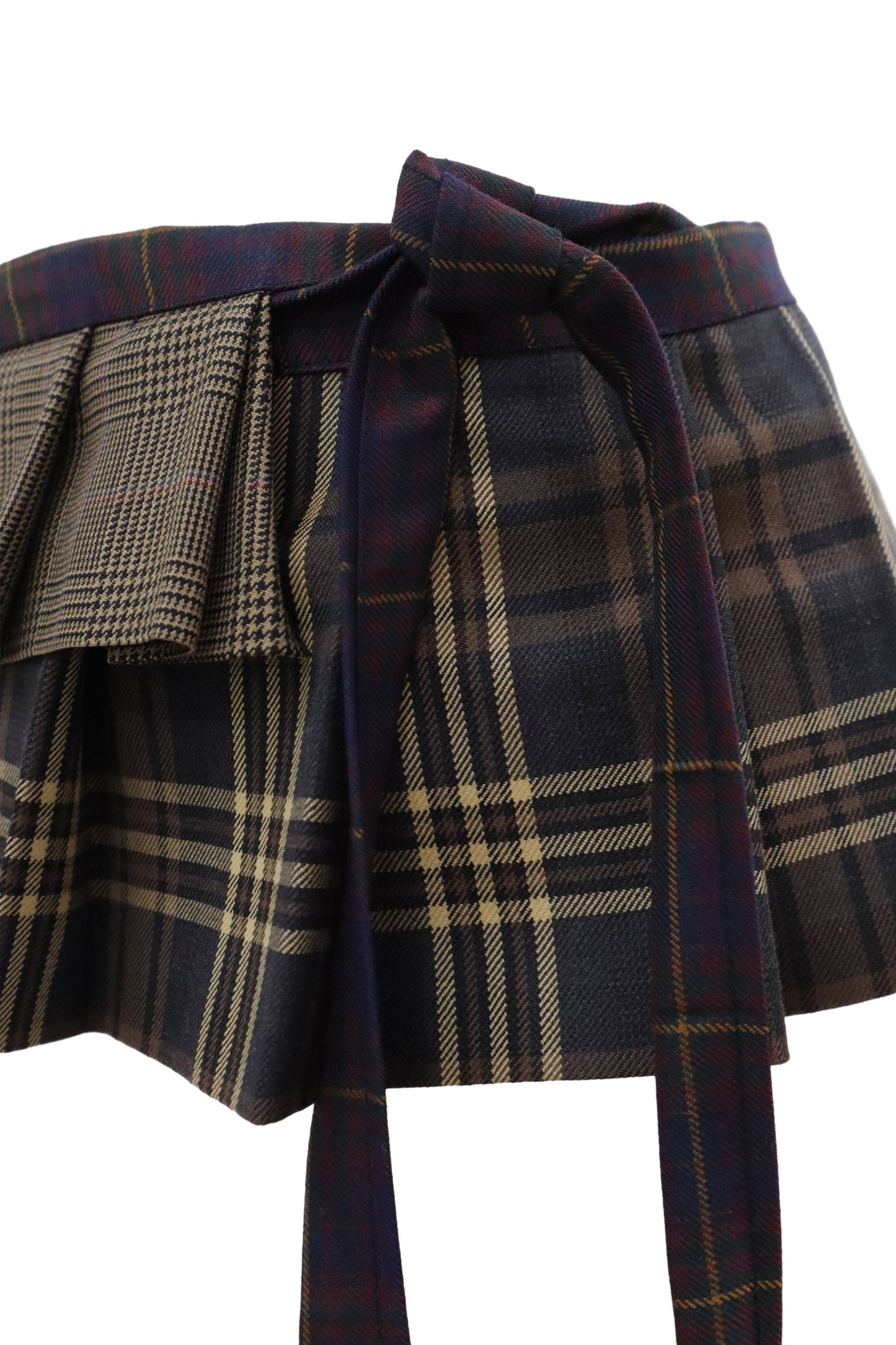 plaid tiered mini skirt/RM-［2607-051］