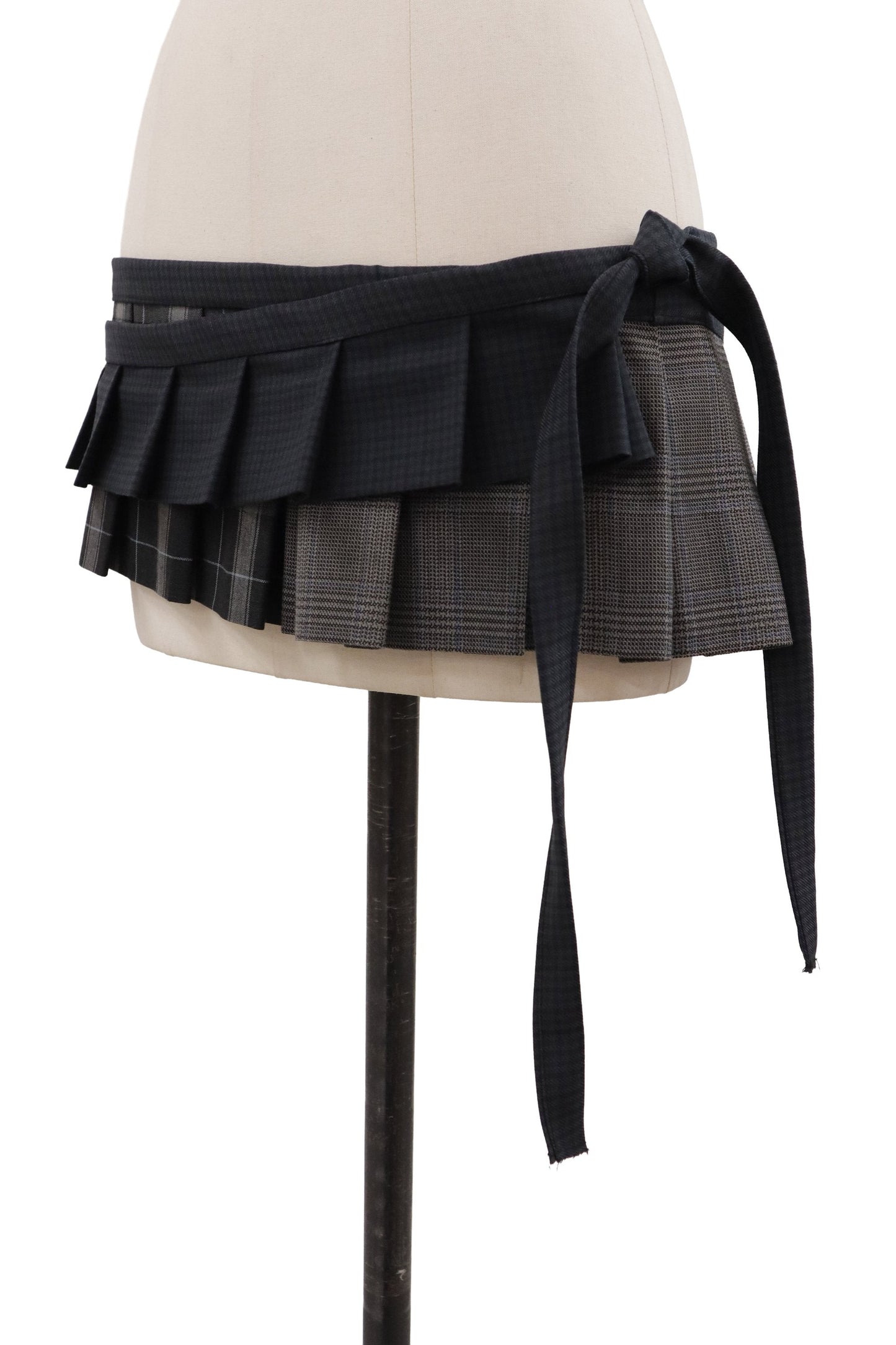 plaid tiered mini skirt/RM-［2607-049］